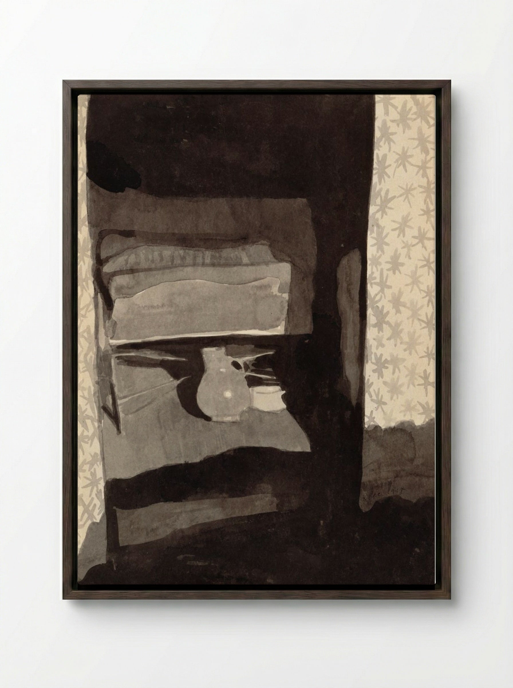 Glance into a Bedroom - Paul Klee - Framed Canvas Dark Wood