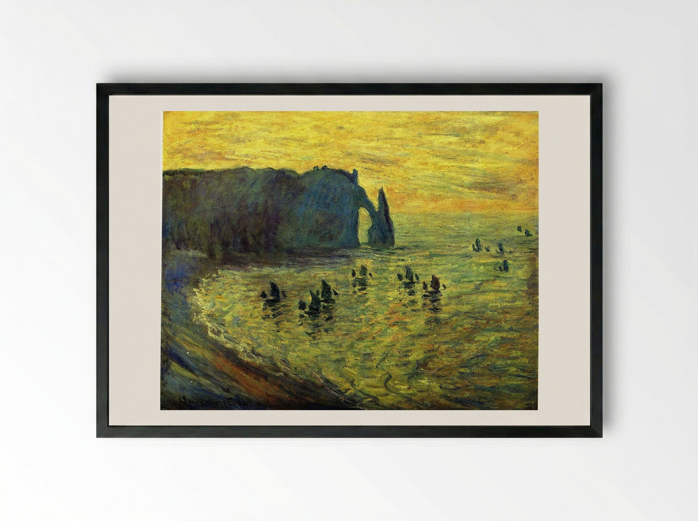 The Cliffs at Étretat - Claude Monet - Framed Print Black