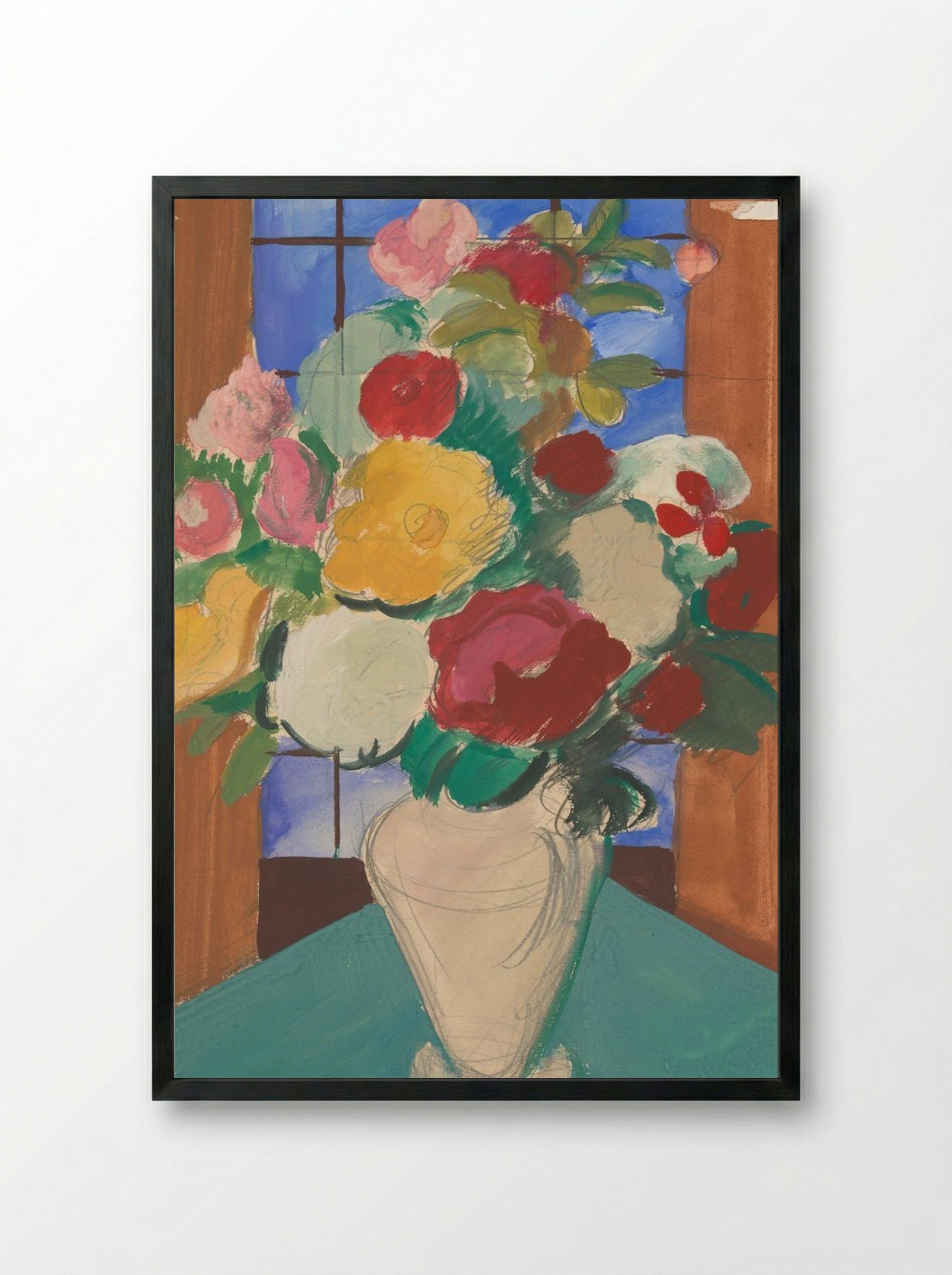 Study for 'Spanish Motif: Flowery Still Life on the Back' - Cyprián Majerník - Framed Print Black