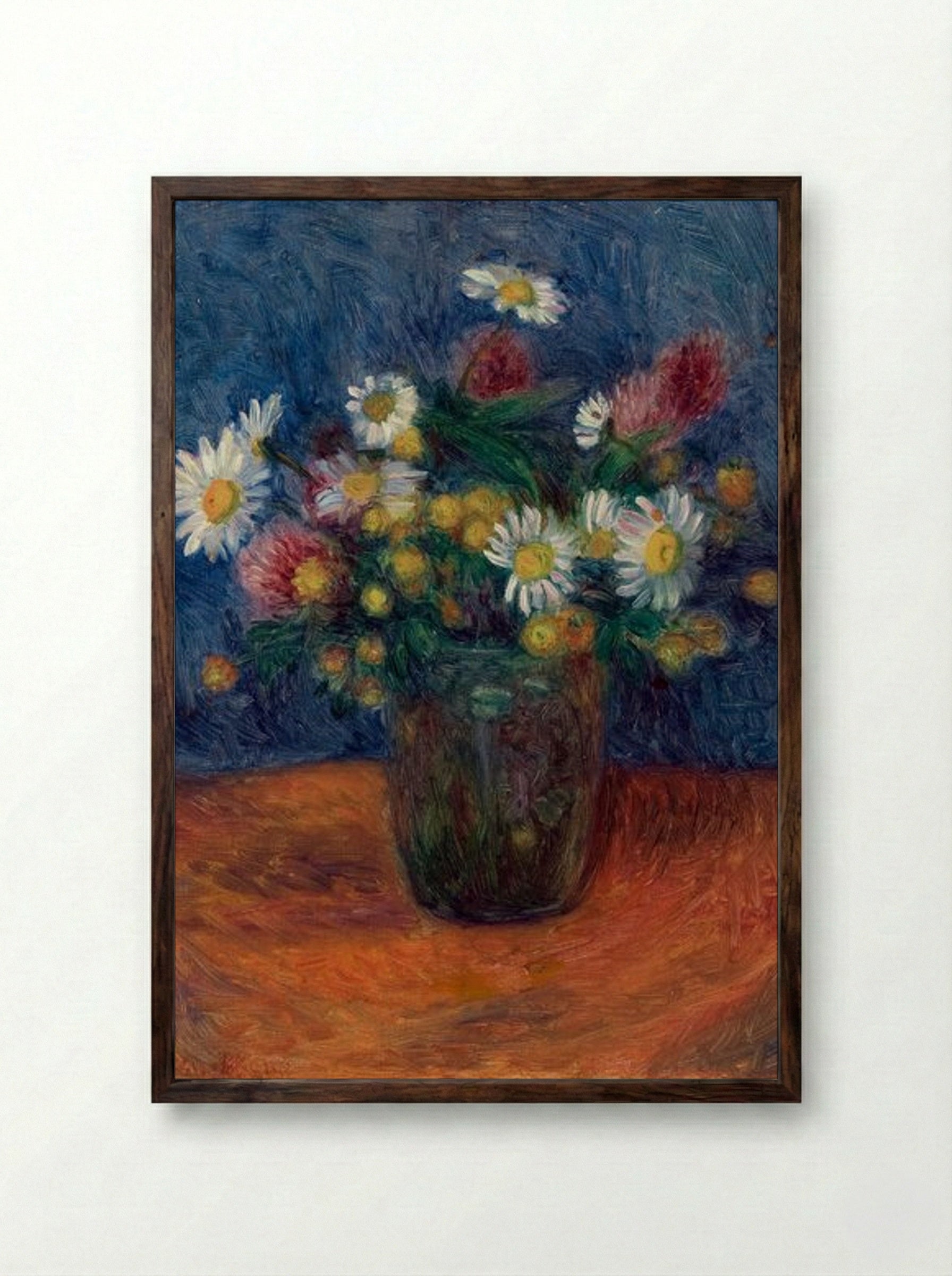Flowers in a Vase - William James Glackens - Framed Print Dark Wood
