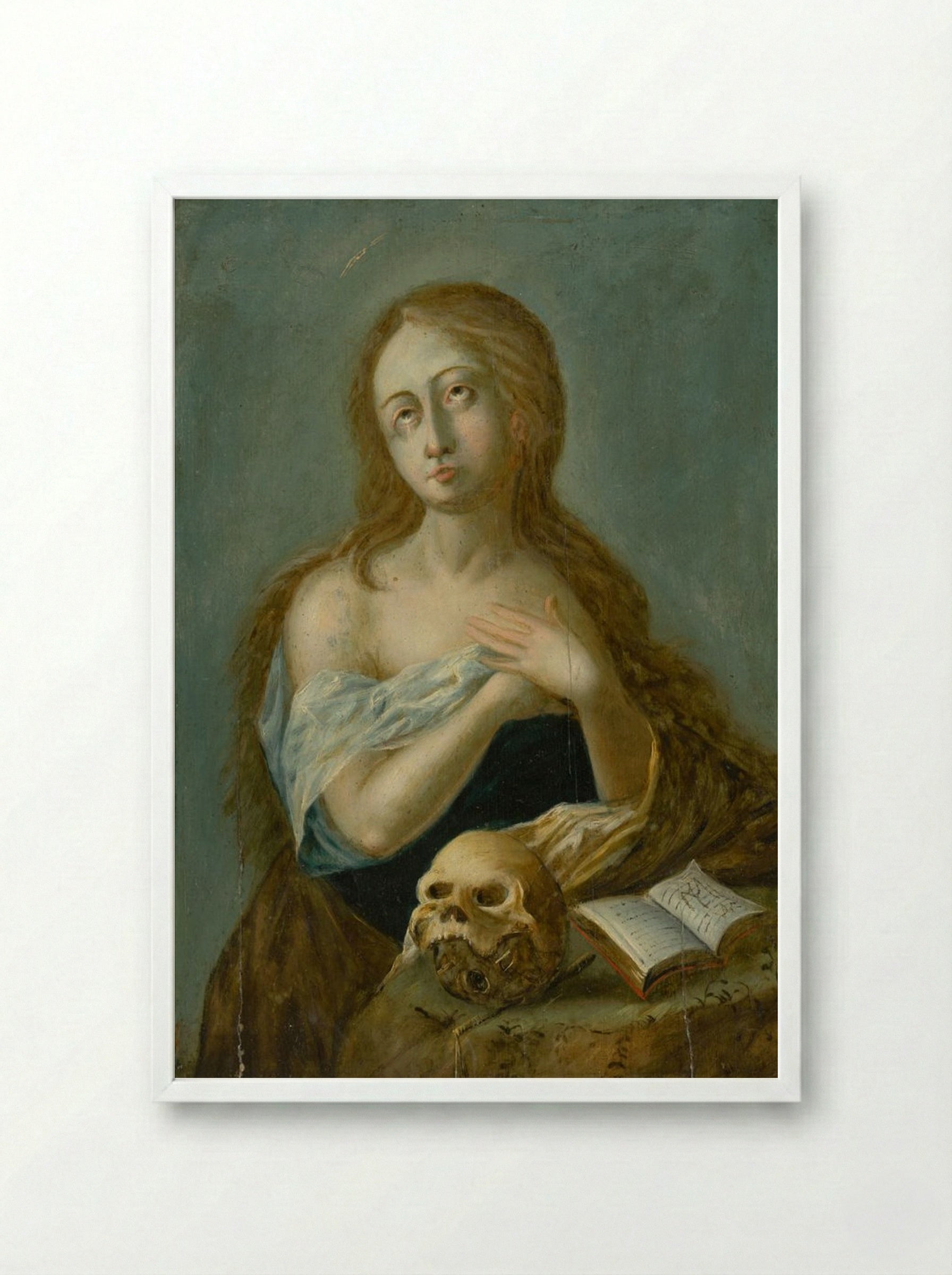 The Penitent Magdalene - Georges de La Tour - Framed Print White