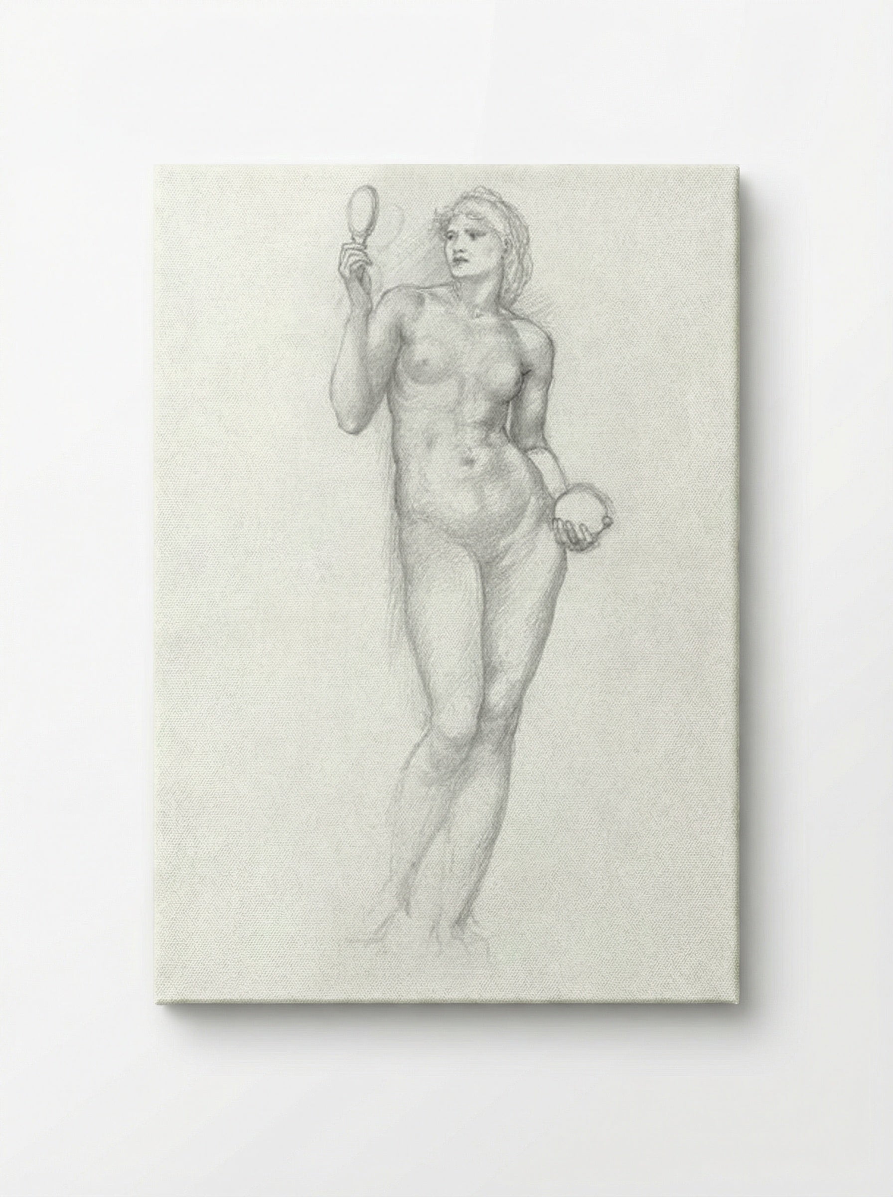 Nude Female Figure with Mirror - Edward Burne-Jones - Canvas