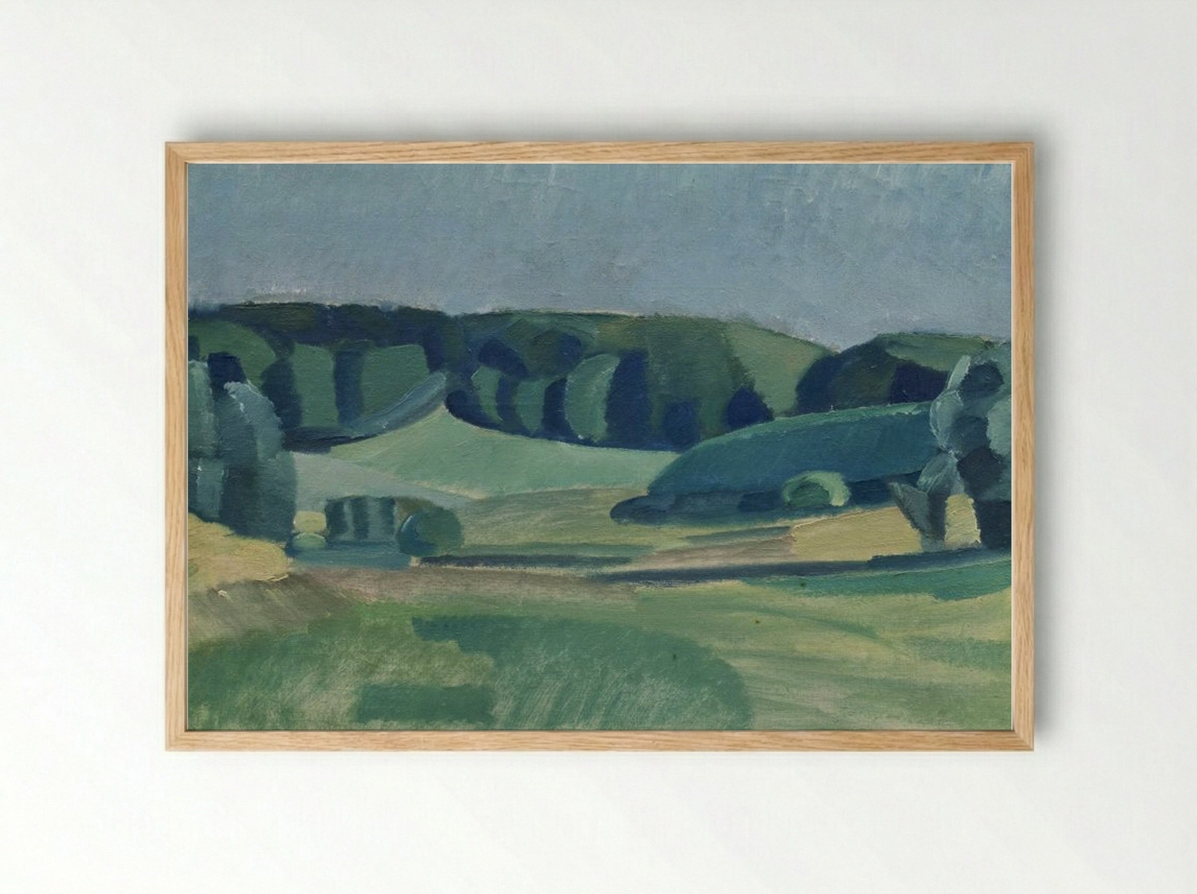 Landscape with Green Fields - Harald Giersing - Framed Print Wood