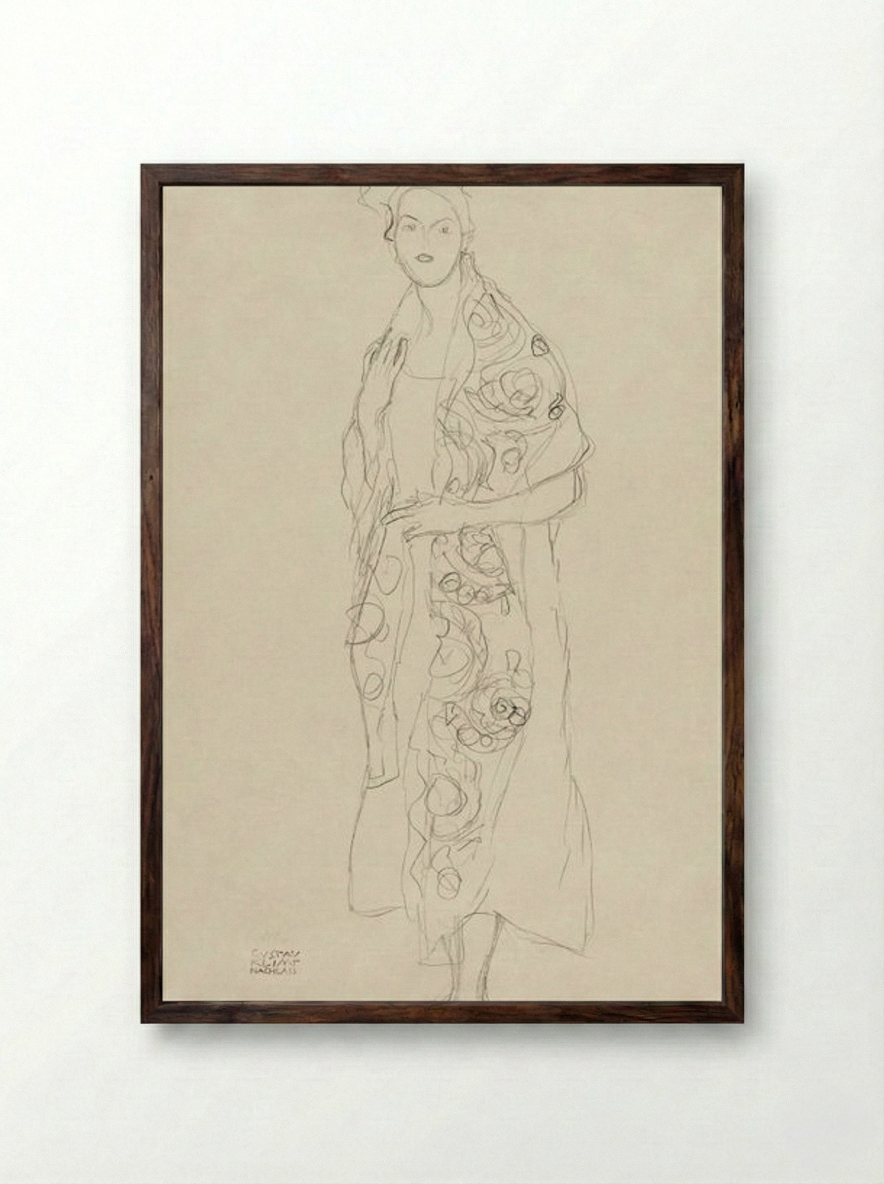 Portrait of a Woman - Gustav Klimt - Framed Print Dark Wood
