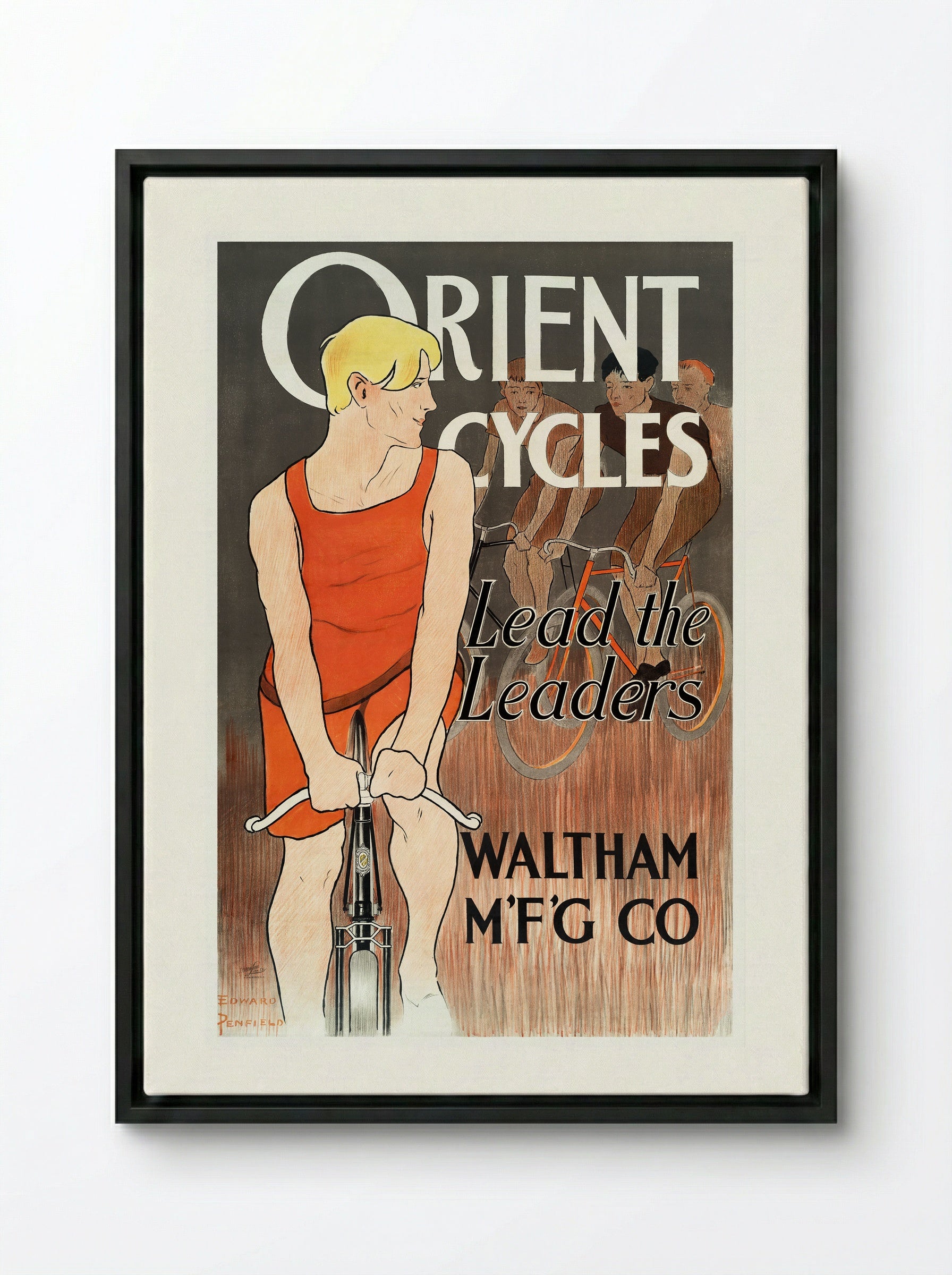 Orient Cycles: Lead the Leaders - Edward Penfield - Framed Canvas Black