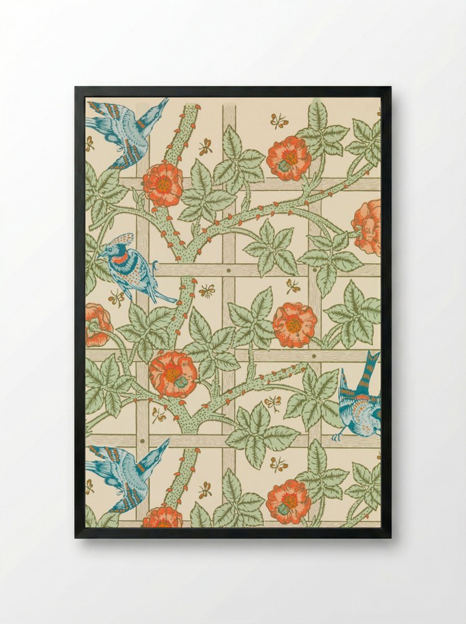 Trellis - William Morris - Framed Print Black