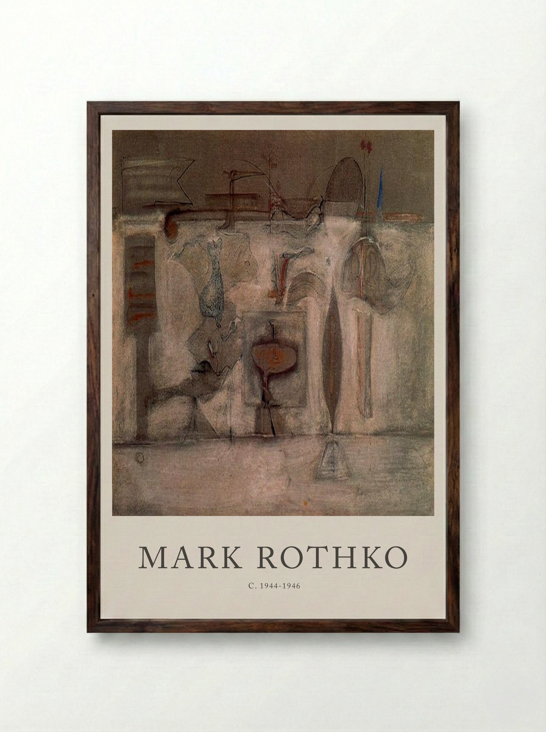 Untitled (Surrealist Composition) - Mark Rothko - Framed Print Dark Wood