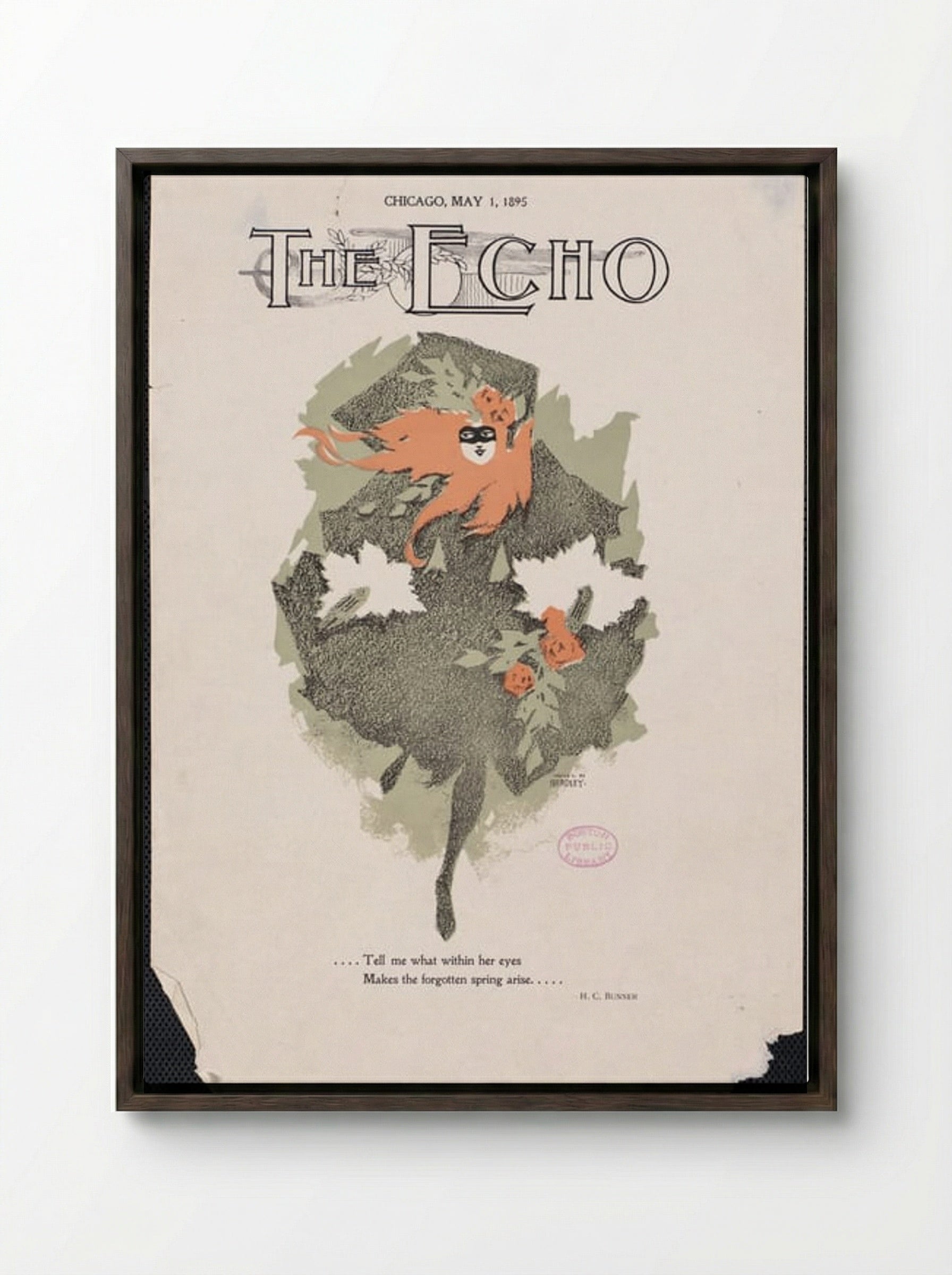 The Echo, Chicago, May 1, 1895 - Will H. Bradley - Framed Canvas Dark Wood