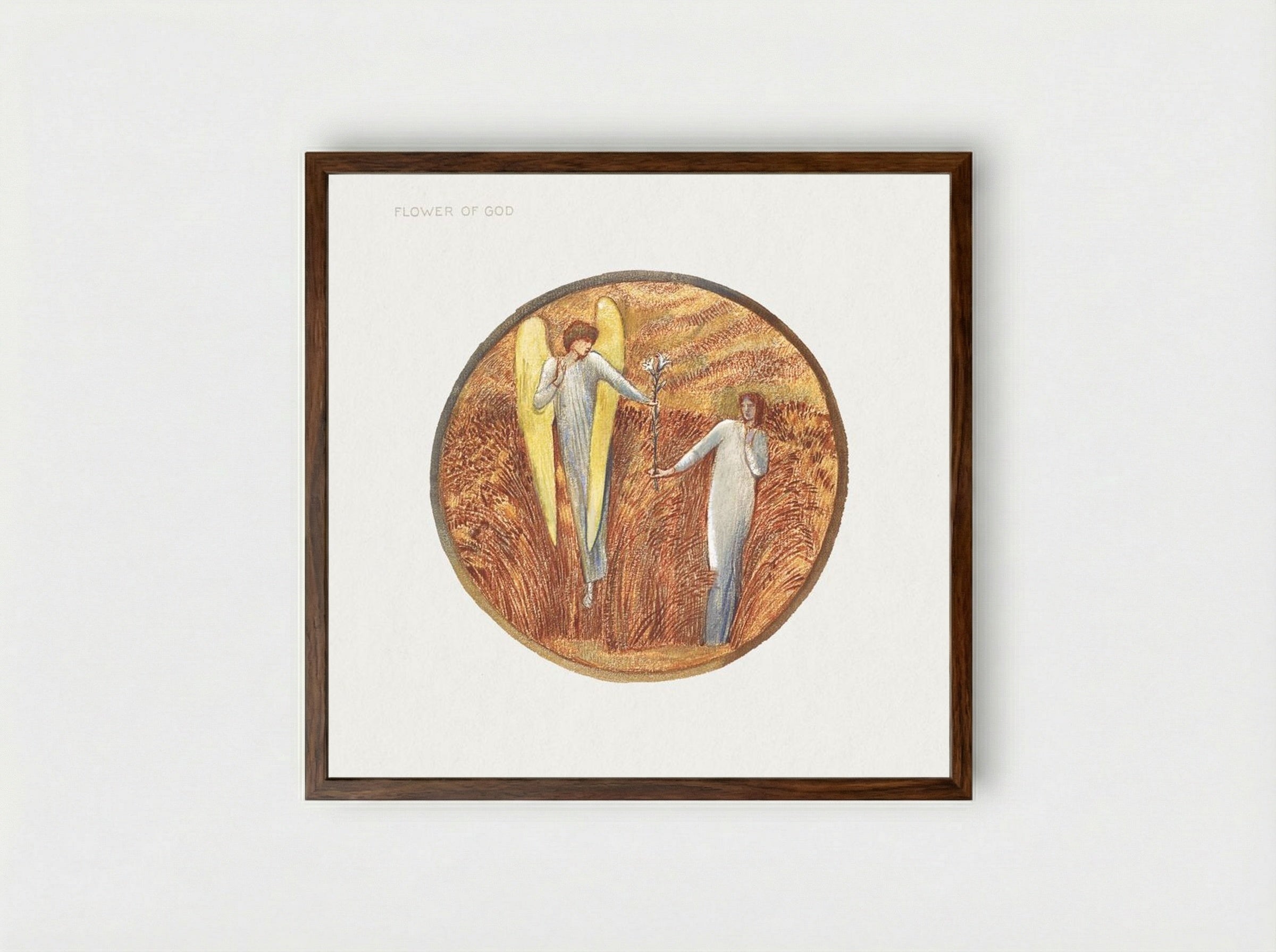 Flower of God - Edward Burne-Jones - Framed Print Dark Wood