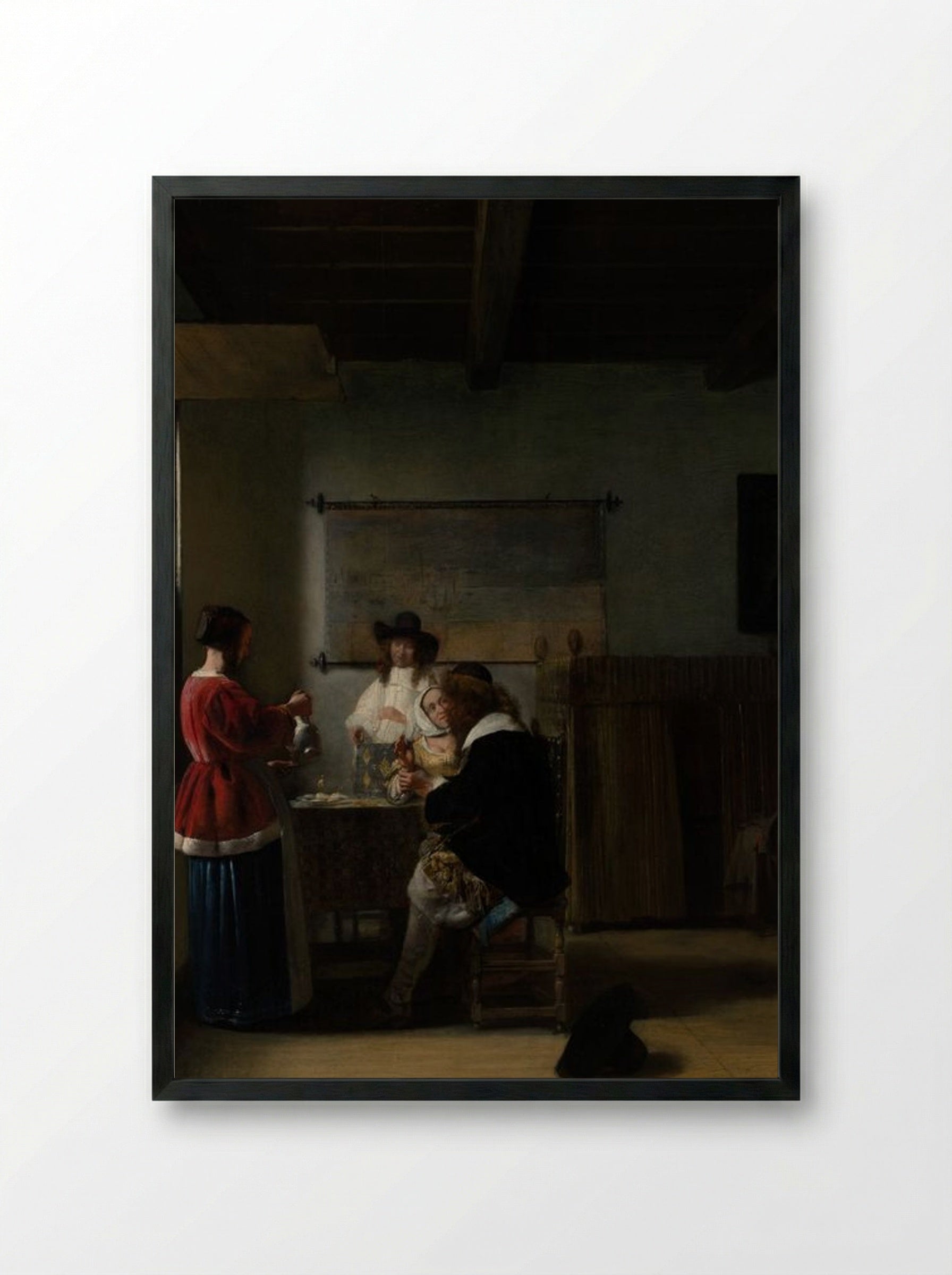 The Visit - Pieter de Hooch - Framed Print Black