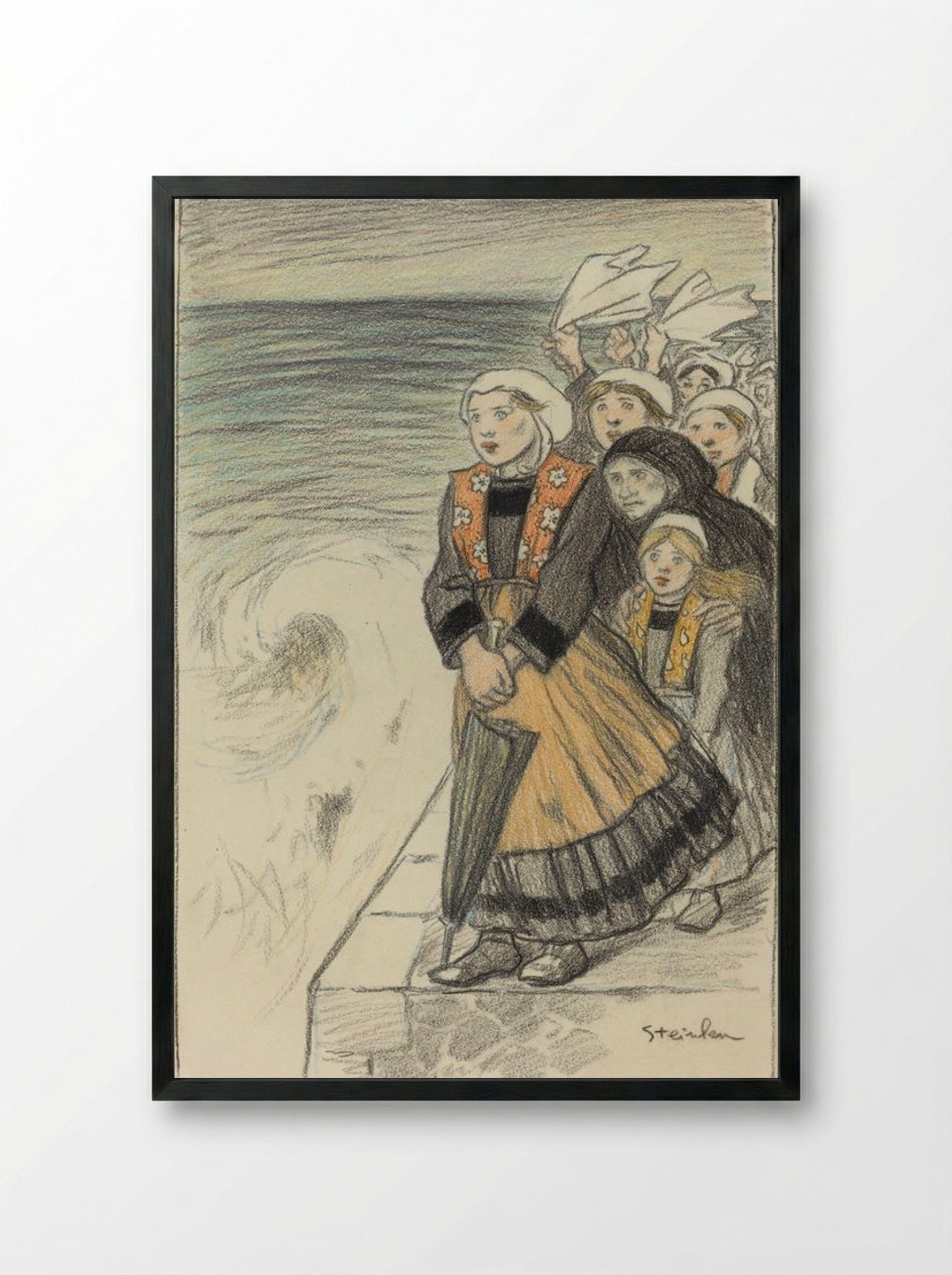 Sailors' Wives - Théophile Alexandre Steinlen - Framed Print Black