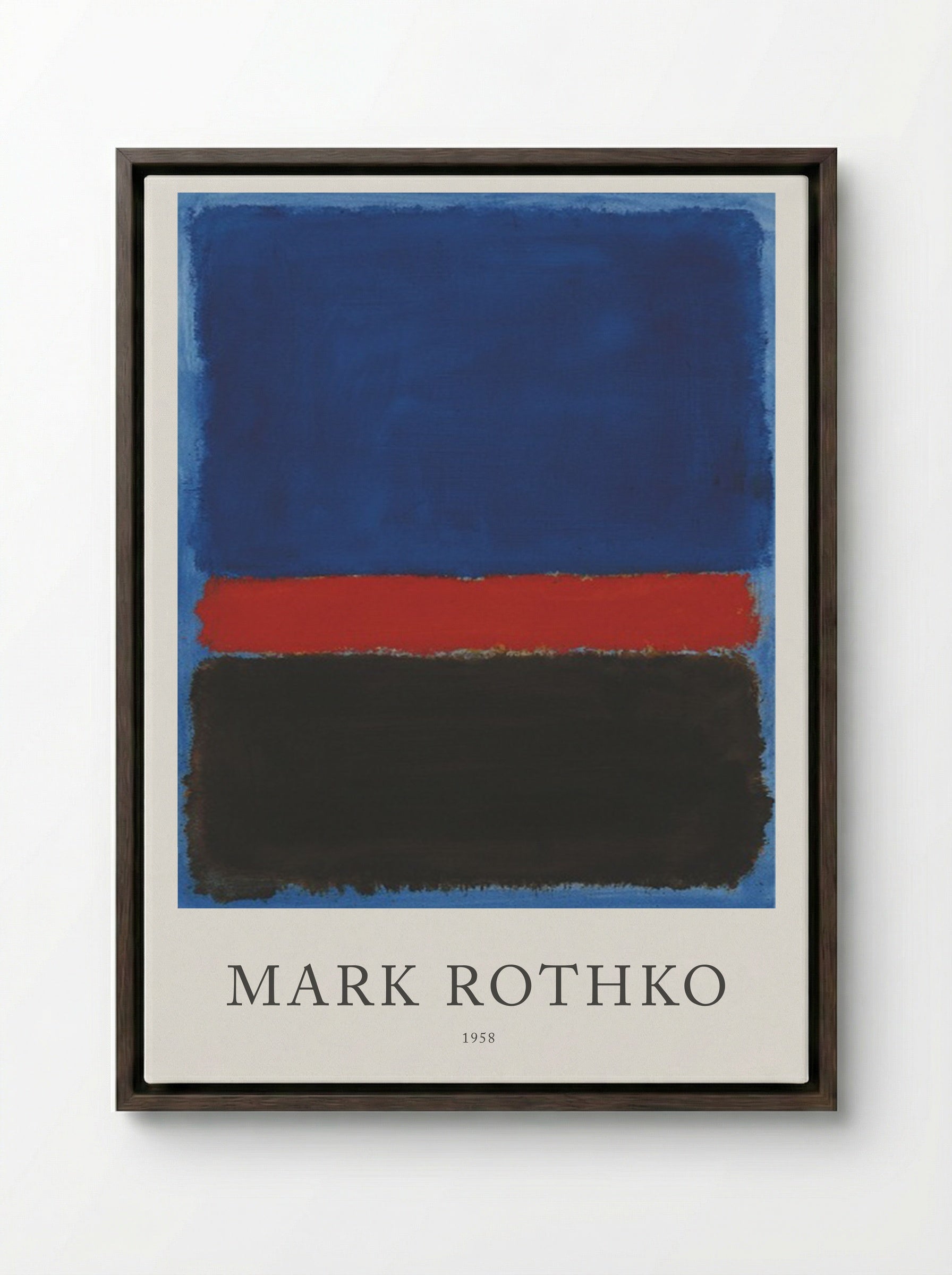 Untitled (Blue, Red, Black) - Mark Rothko - Framed Canvas Dark Wood