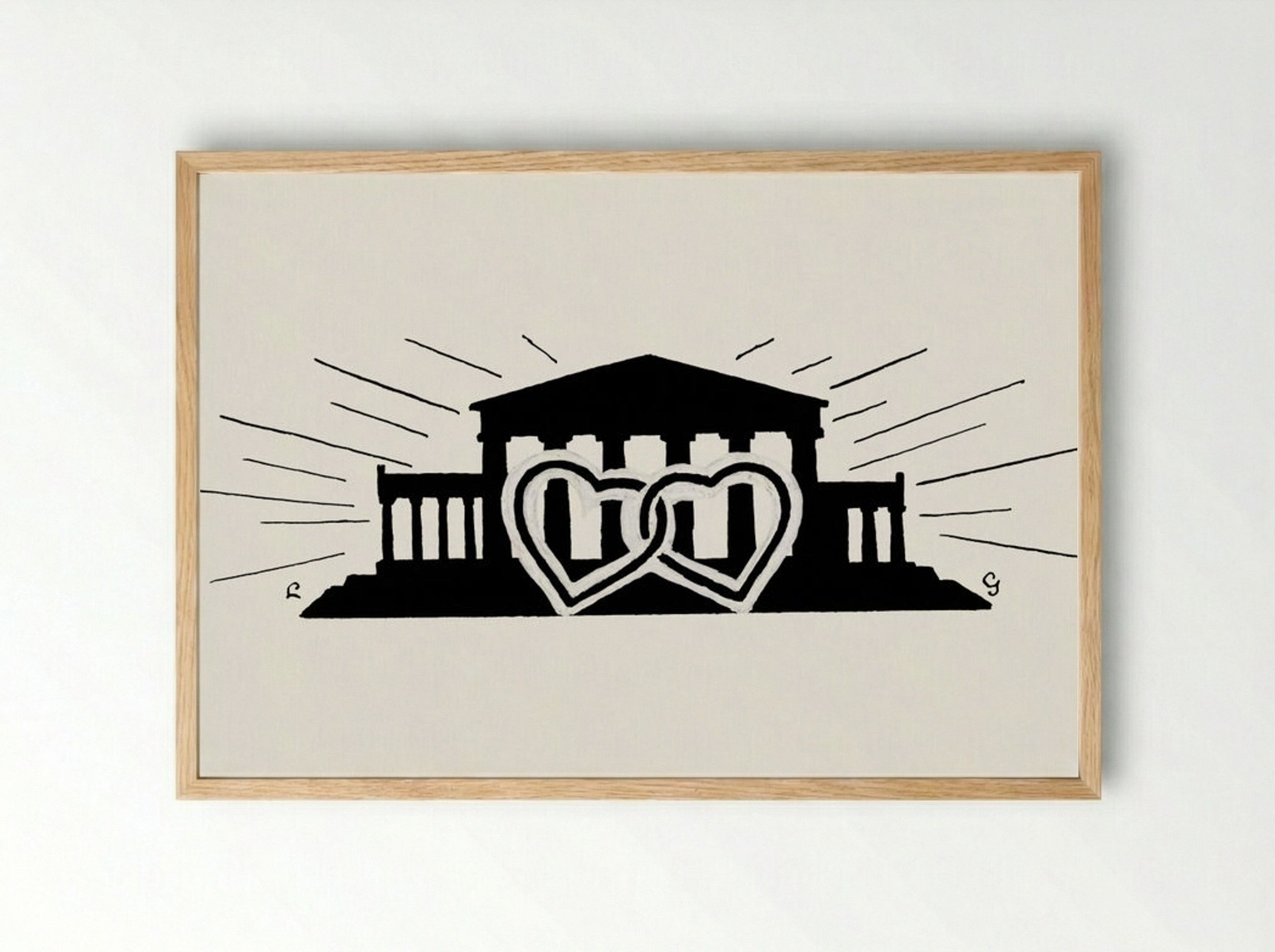 Temple with Two Hearts - Leo Gestel - Framed Print Wood