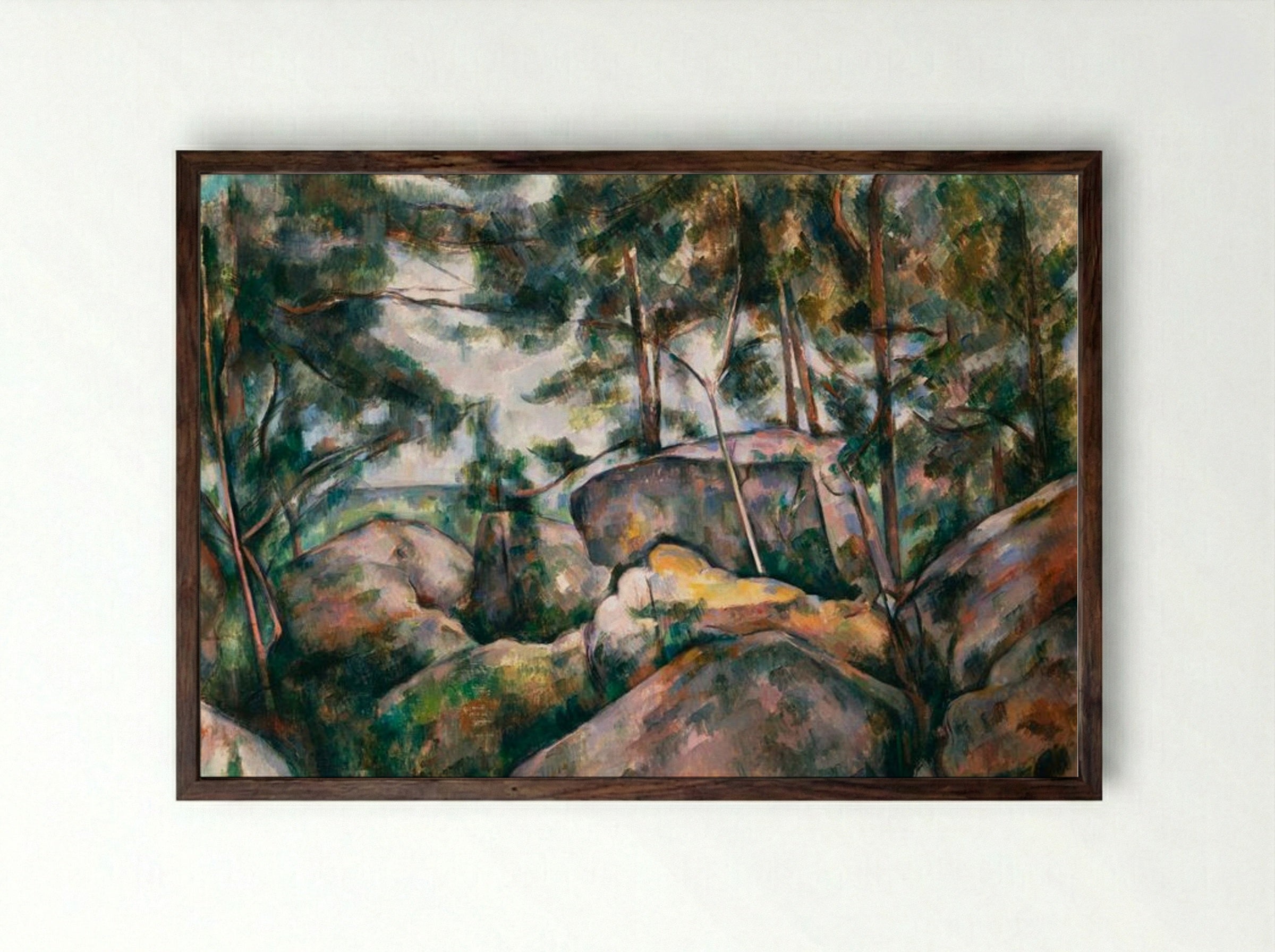 Rocks in the Forest - Paul Cézanne - Framed Print Dark Wood