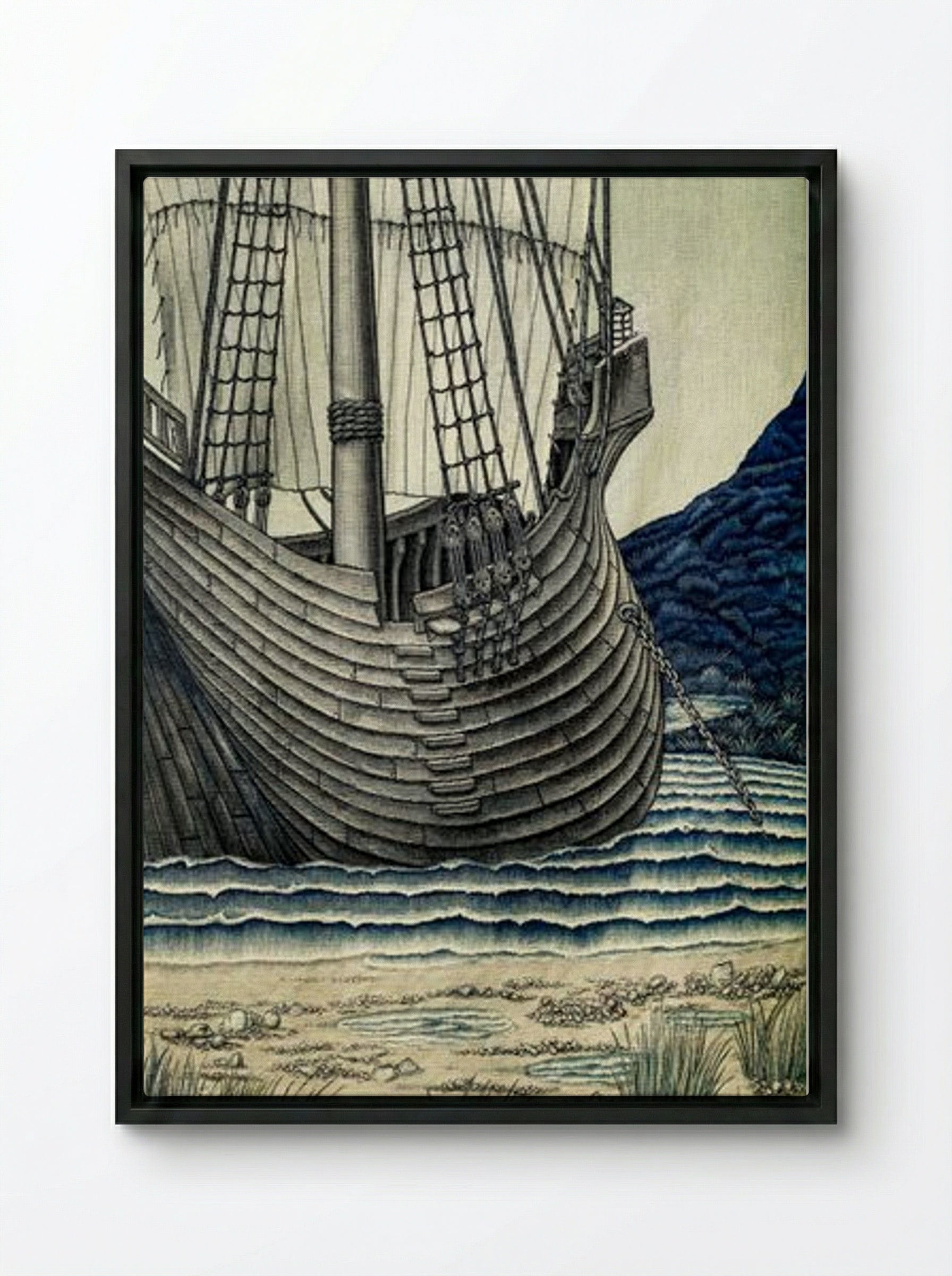 The Ship - William Morris - Framed Canvas Black