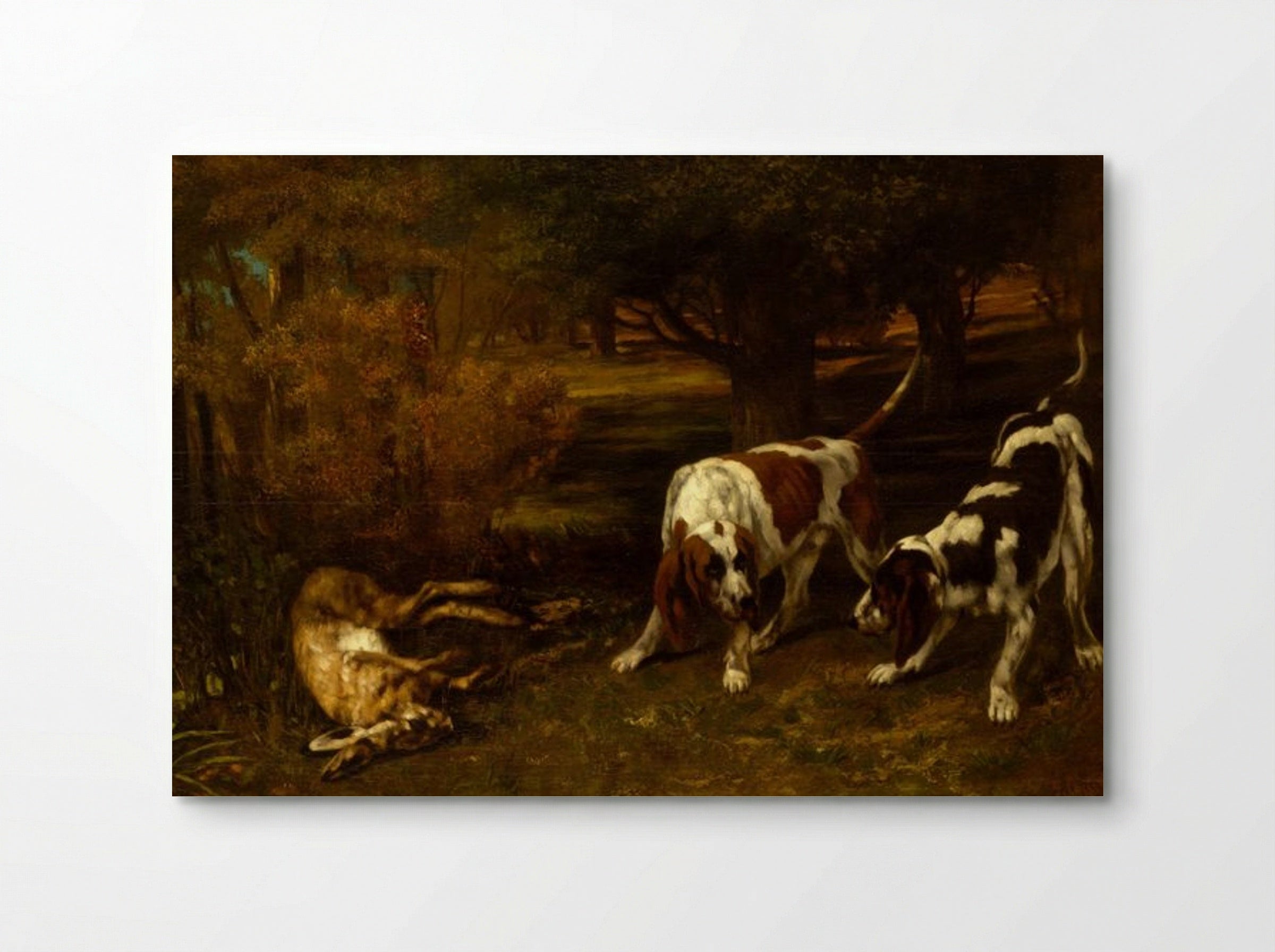 Hunting Dogs with Dead Hare - Gustave Courbet - Poster