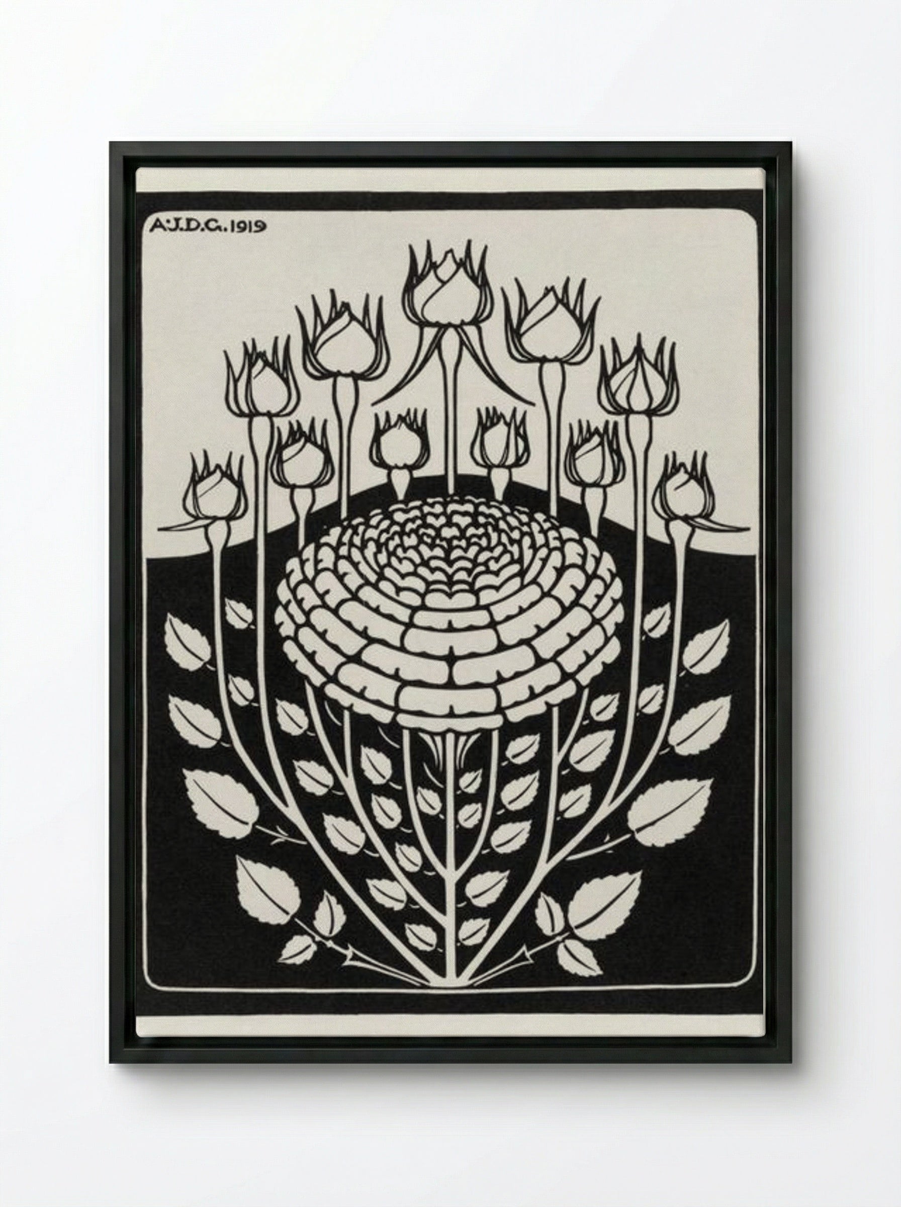 Rose Bush - Julie de Graag - Framed Canvas Black