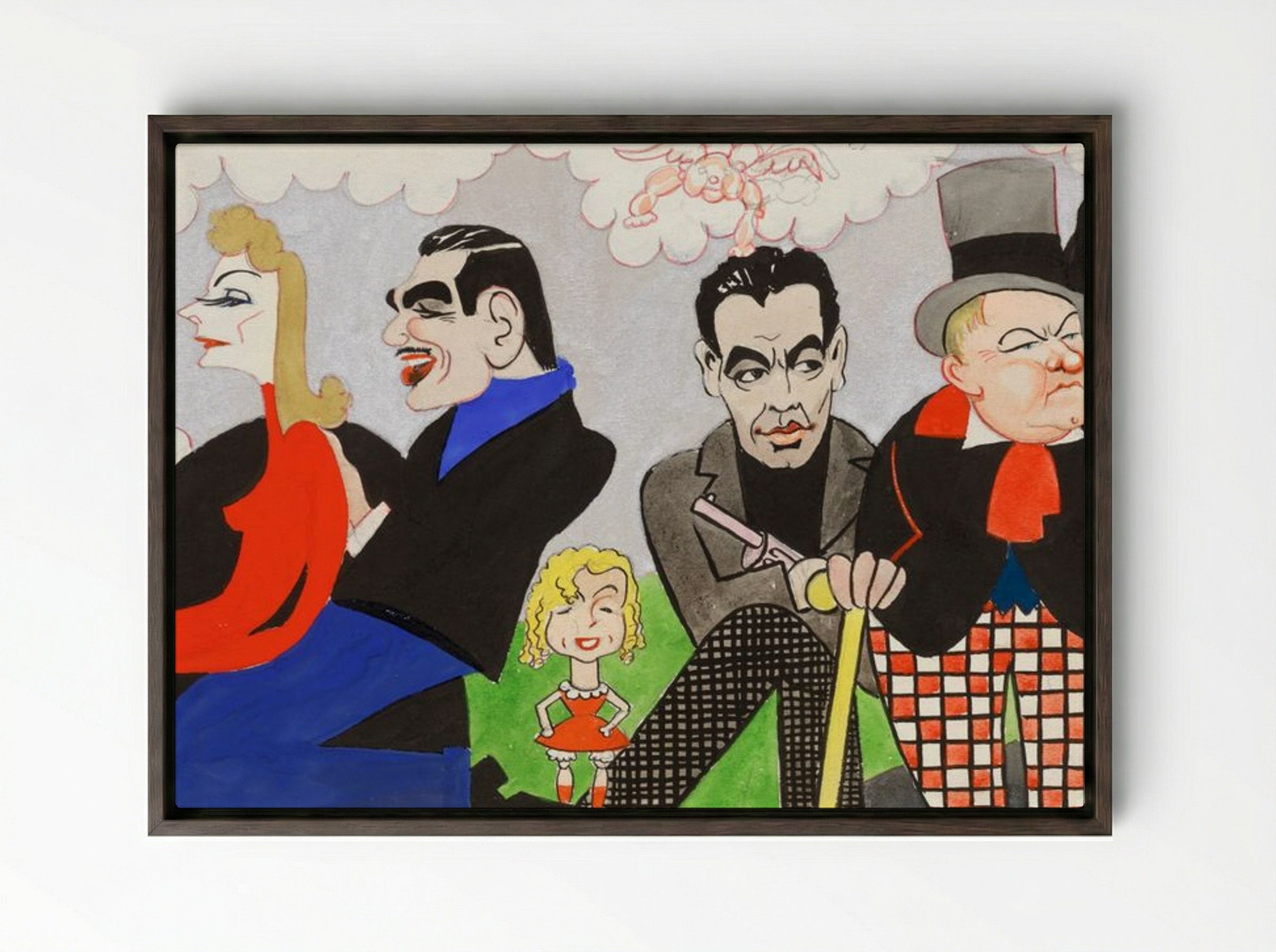 Mural Study 4 - John Decker - Framed Canvas Dark Wood