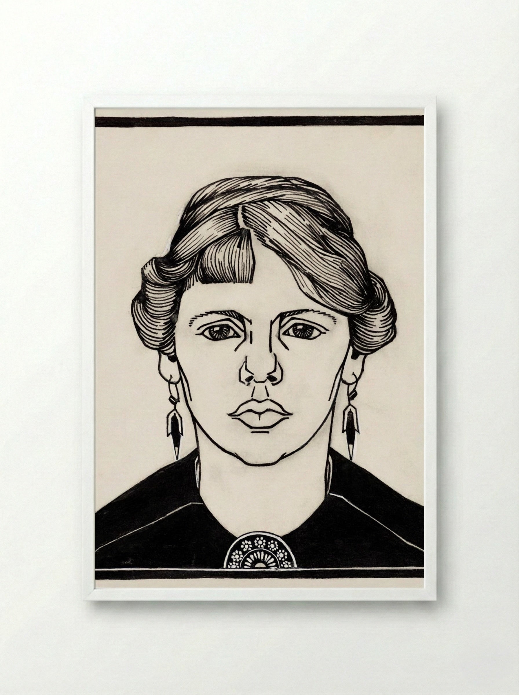 Portrait of a Woman - Julie de Graag - Framed Print White