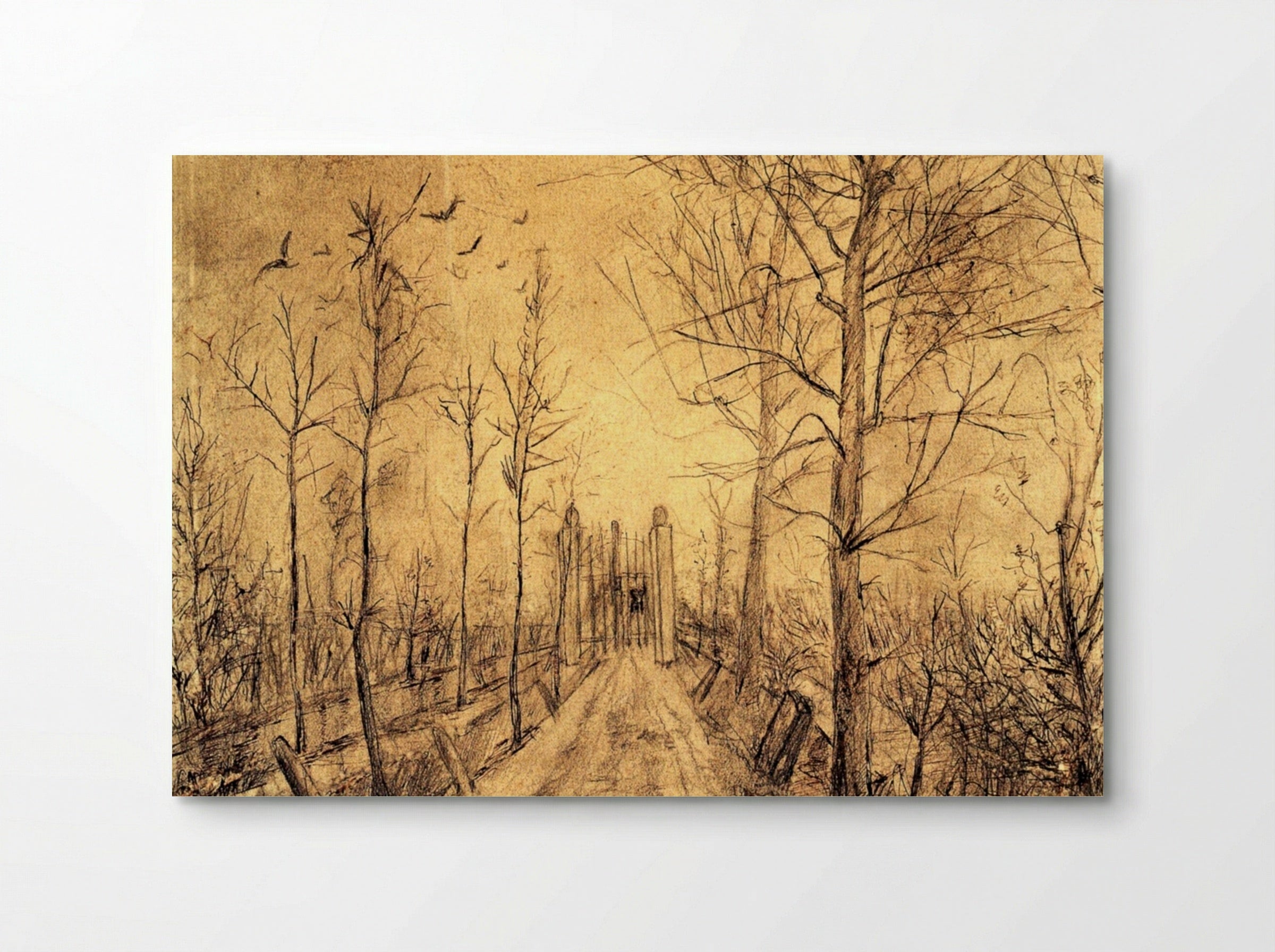 Untitled (Driveway with Trees and Birds) - Fine Art Print - Poster