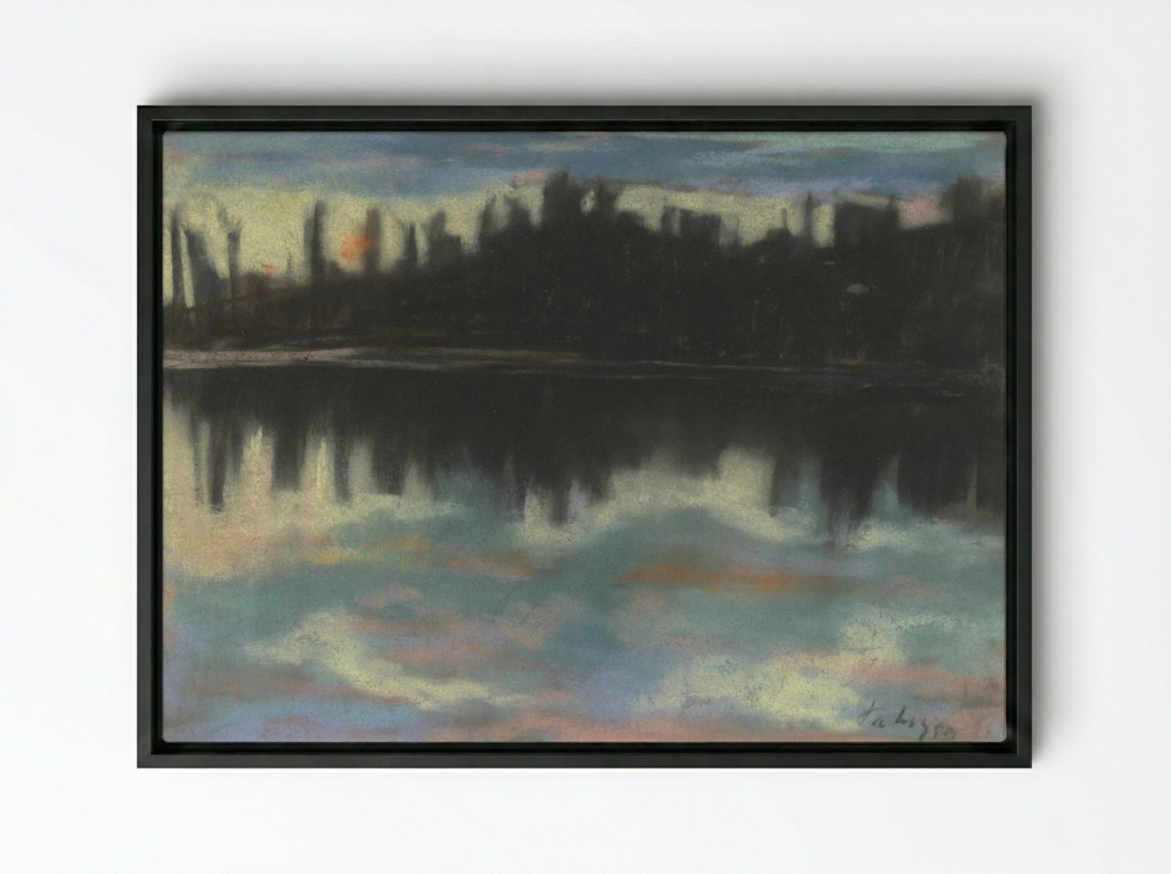 Dark Riverbank - Zolo Palugyay - Framed Canvas Black
