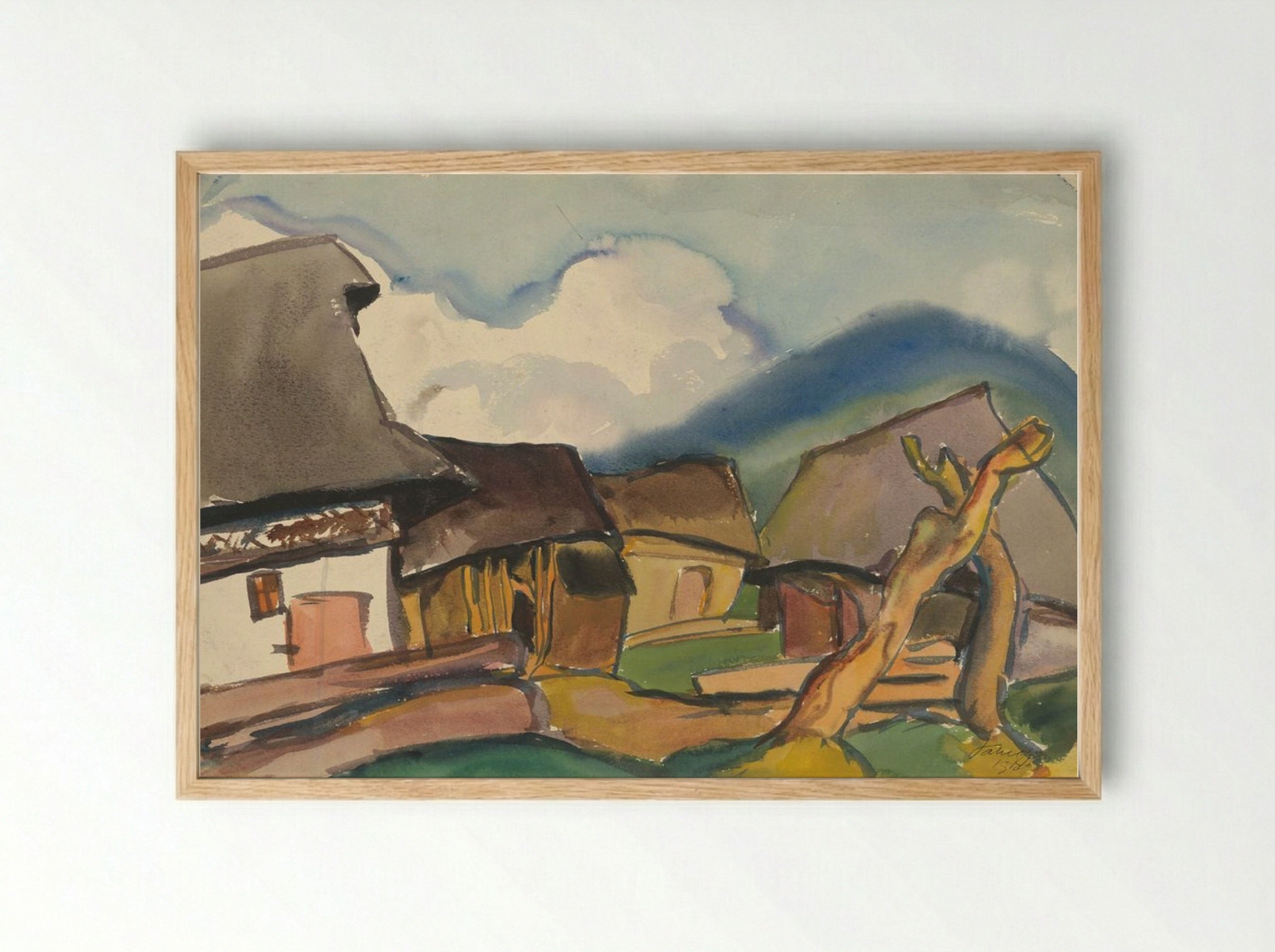 Village Scene - Zolo Palugyay - Framed Print Wood