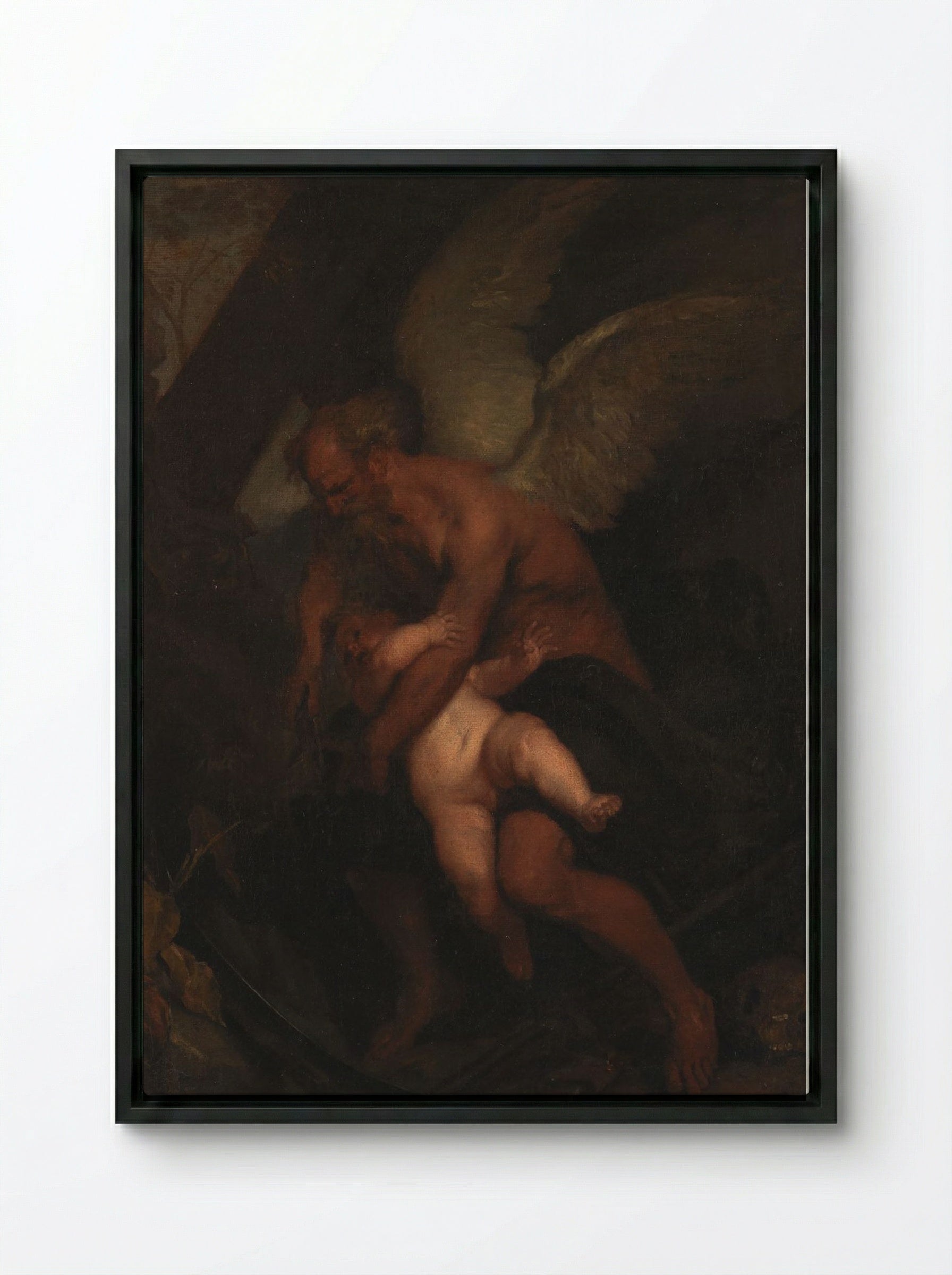 The Time that Clips Cupid's Wings - Caspar Netscher - Framed Canvas Black