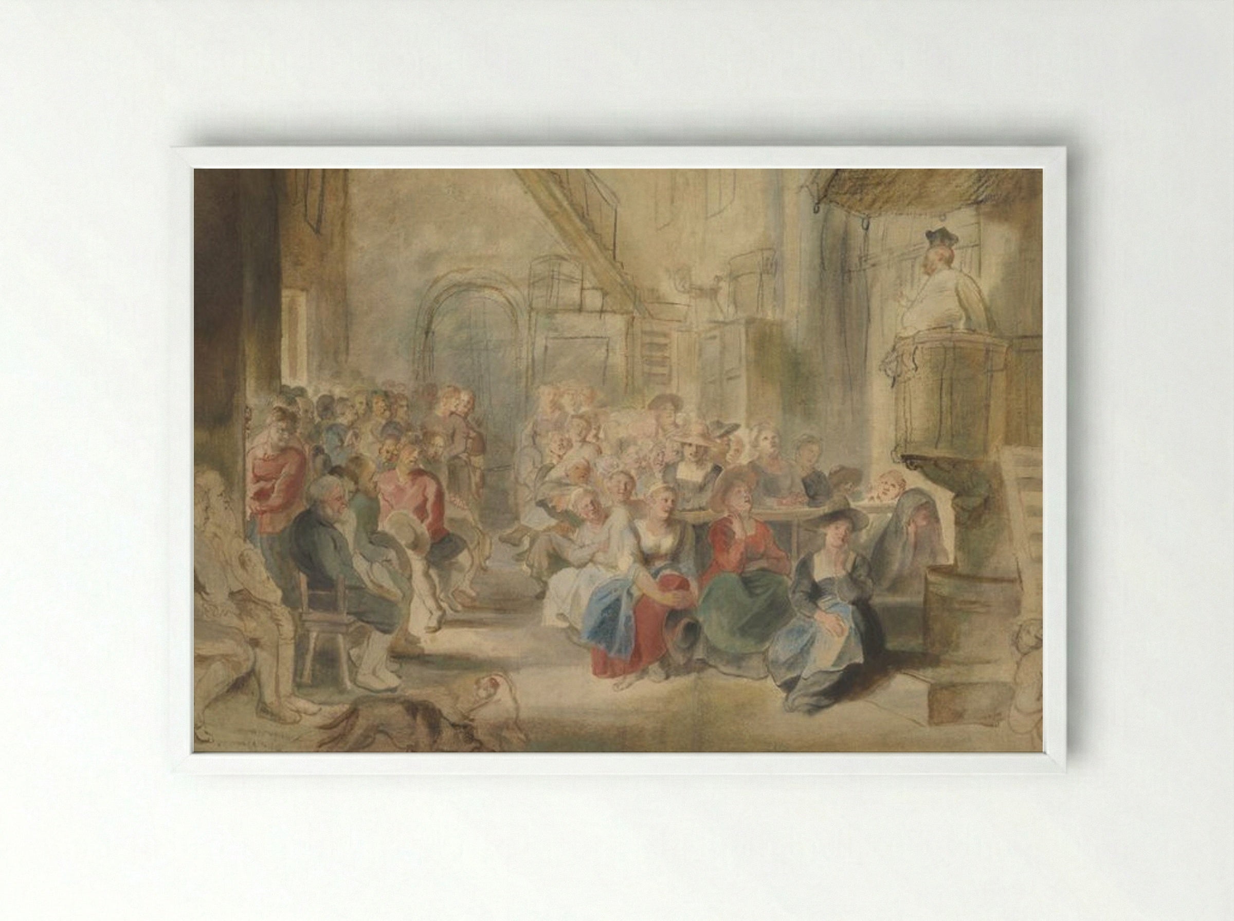 A Sermon in a Village Church - Peter Paul Rubens - Framed Print White