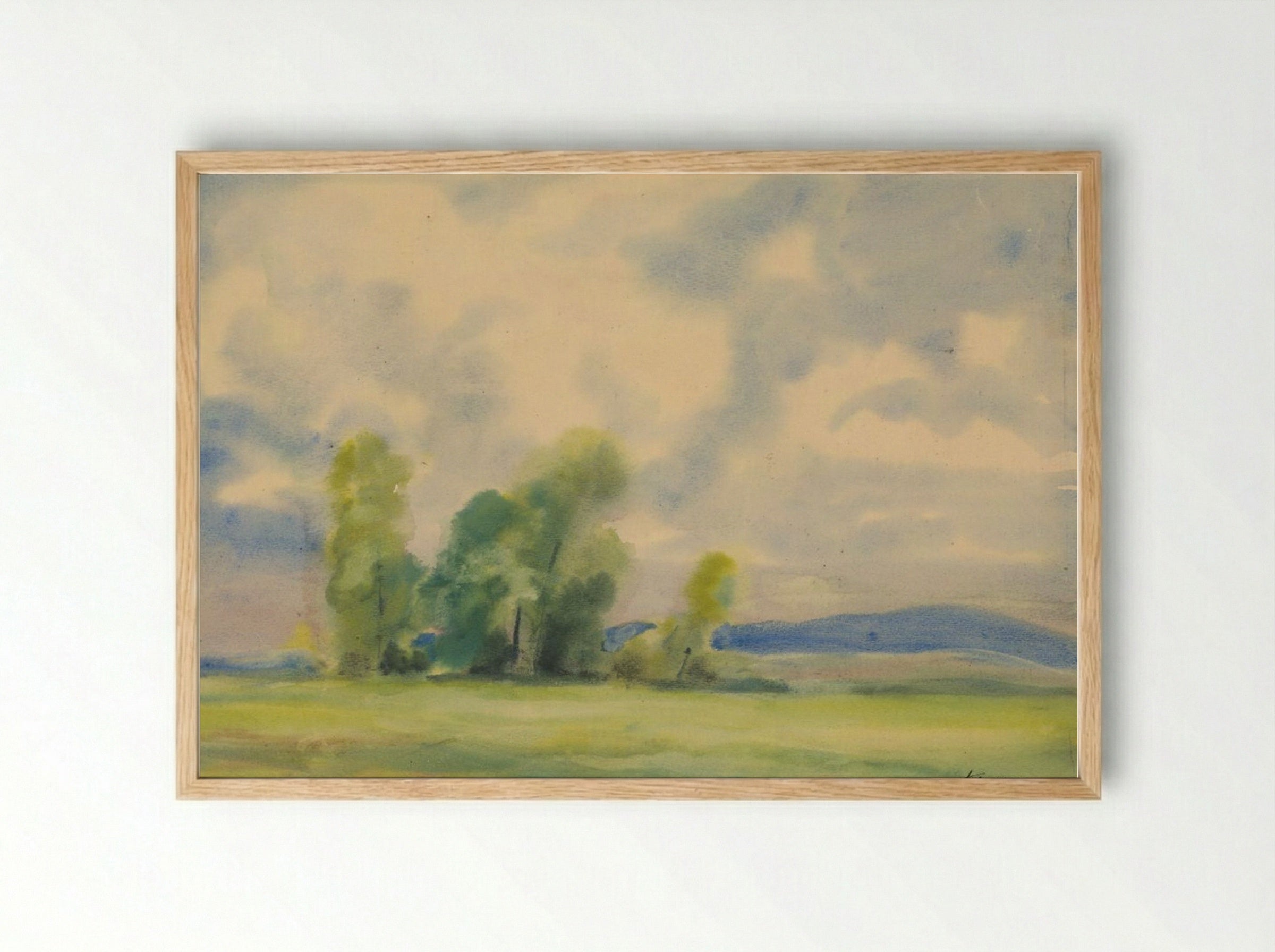 Landscape with Trees and Cloudy Sky - Zolo Palugyay - Framed Print Wood