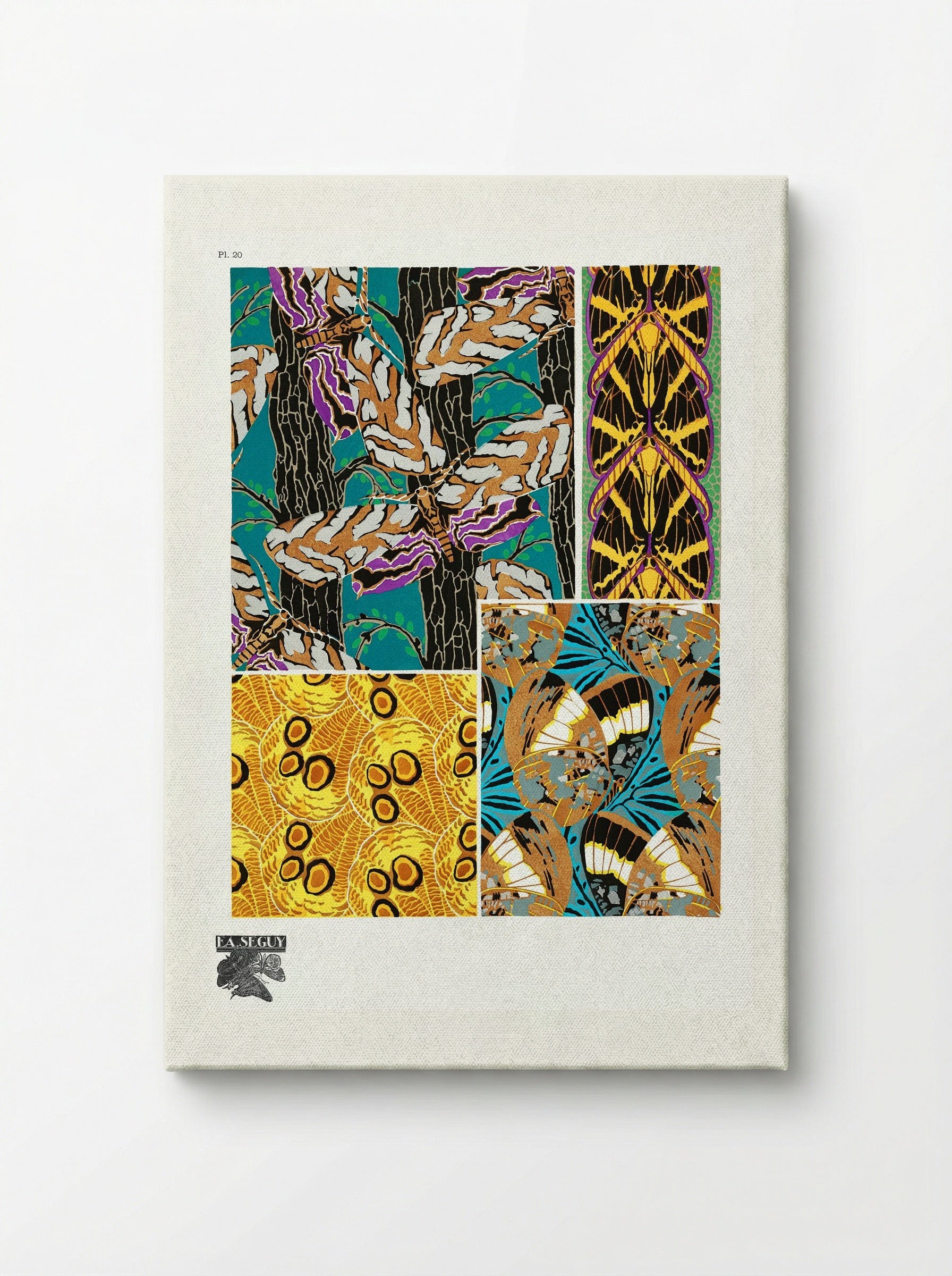 Butterflies Pattern Plate (from Papillons) - Émile-Allain Séguy - Canvas