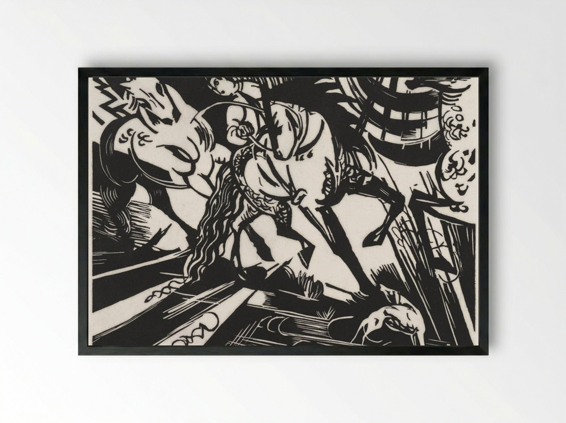 The Riding School - Franz Marc - Framed Print Black