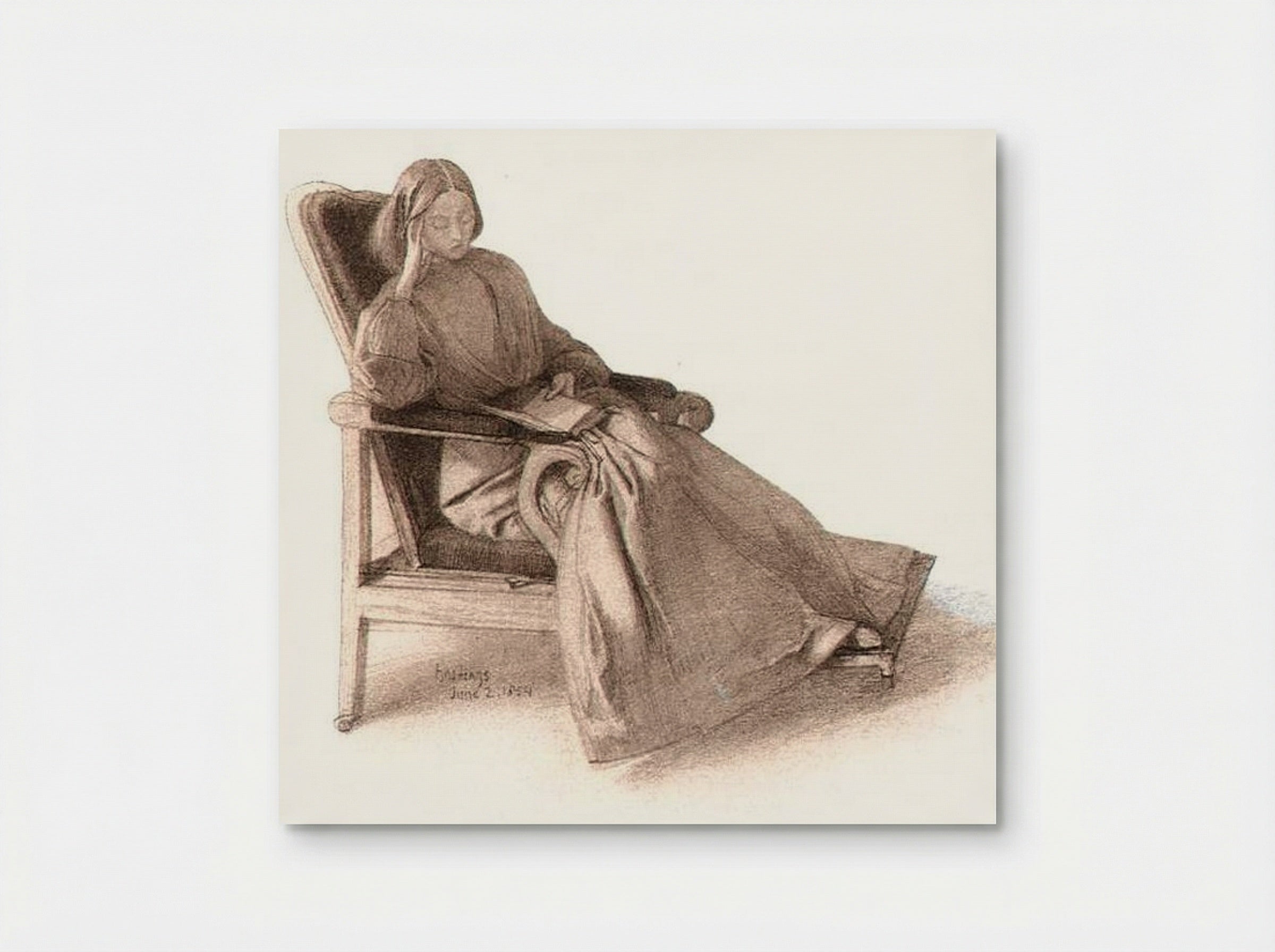 Study of a Woman Reading in a Chair - Elizabeth Siddal - Poster