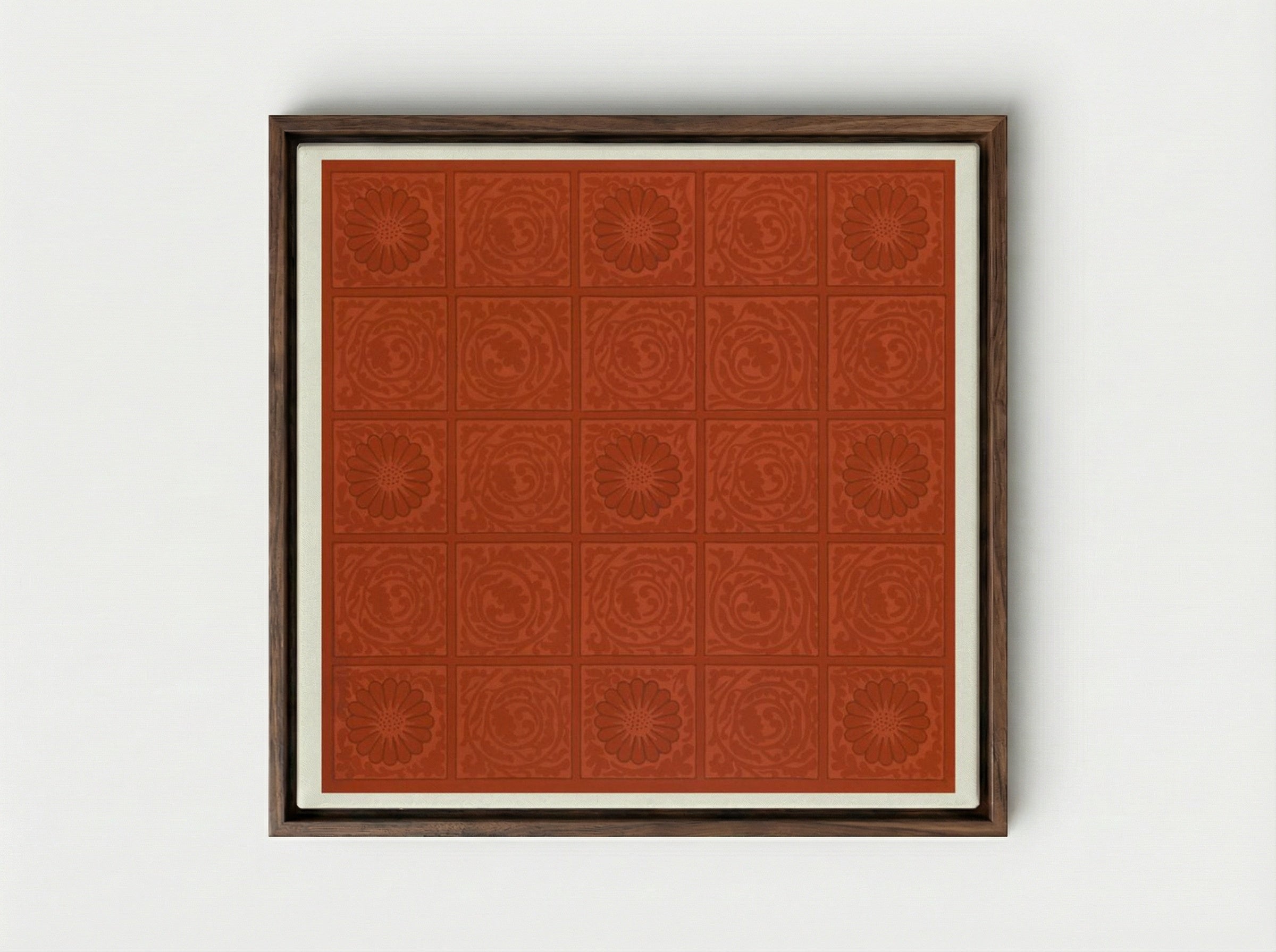Diaper Pattern - William Morris - Framed Canvas Dark Wood
