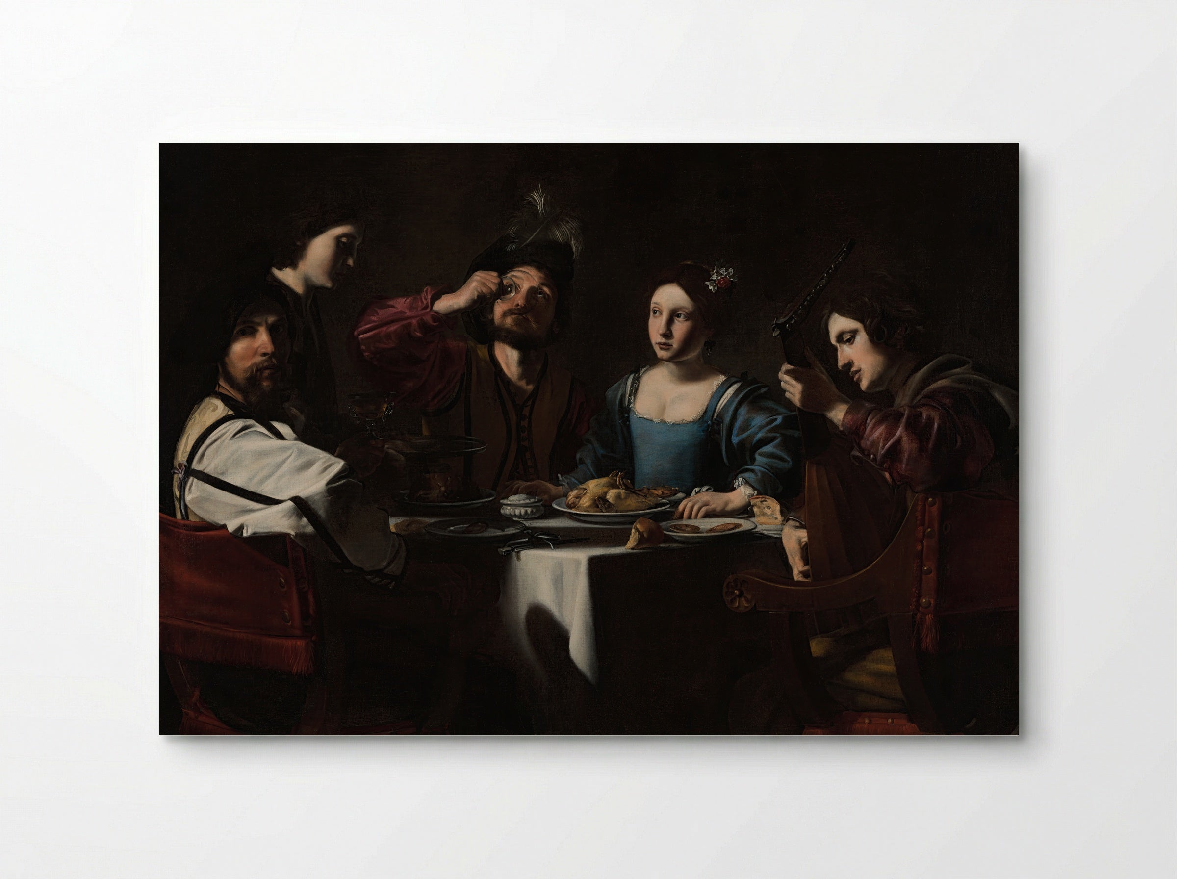 Banquet Scene with a Lute Player - Valentin de Boulogne - Poster