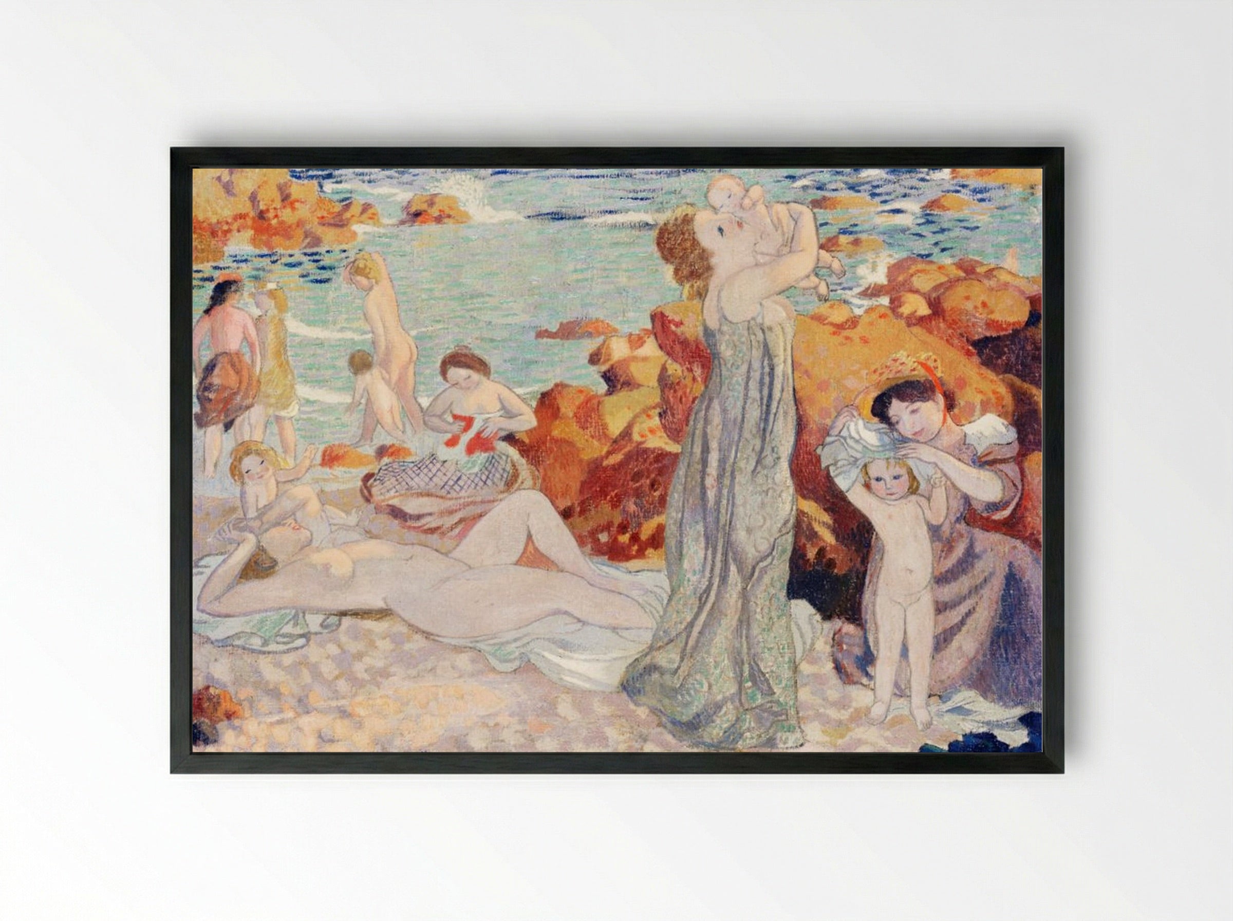 Bathers, Pouldu Beach - Maurice Denis - Framed Print Black