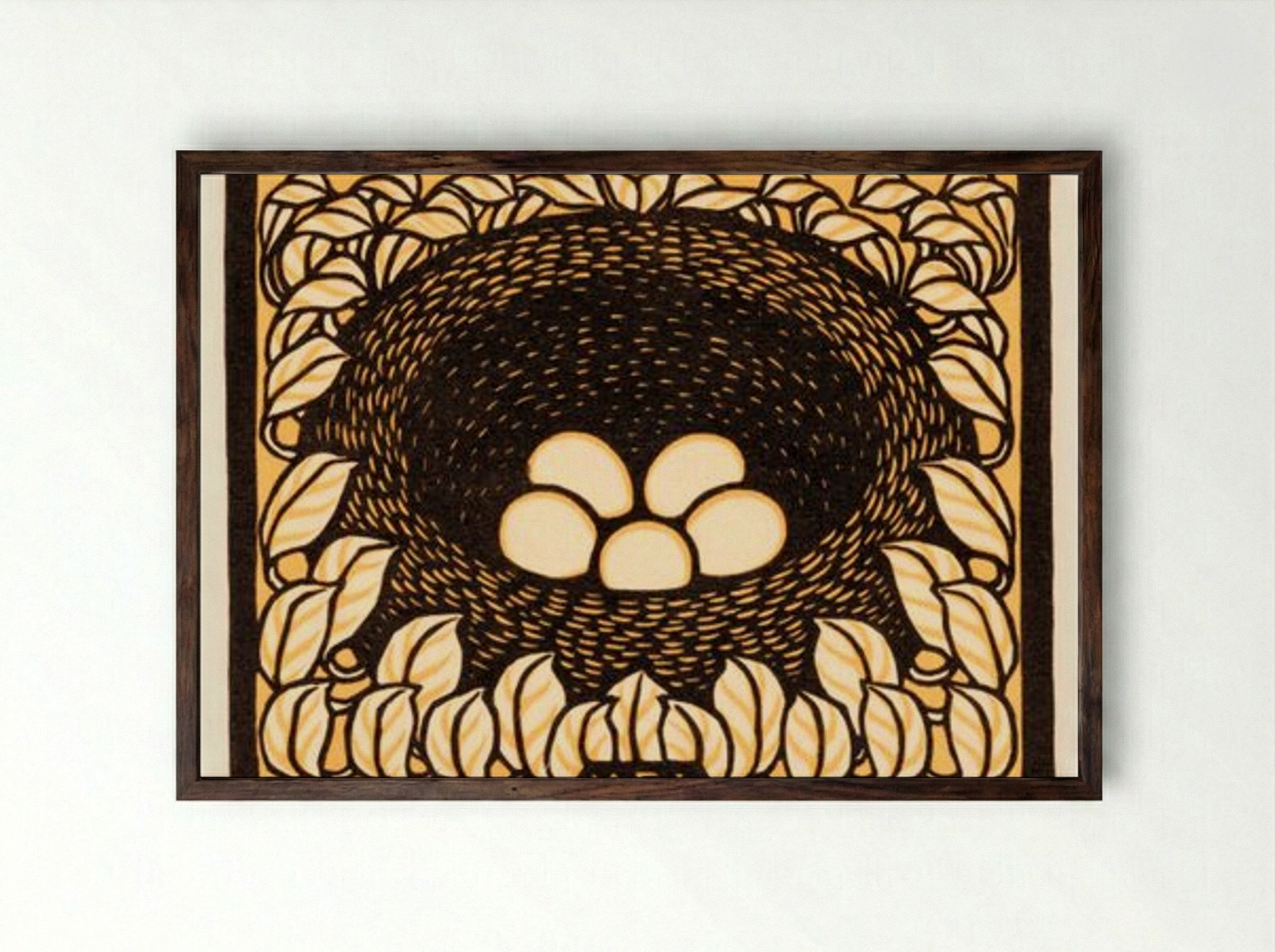 May (Eggs in Nest) - Julie de Graag - Framed Print Dark Wood