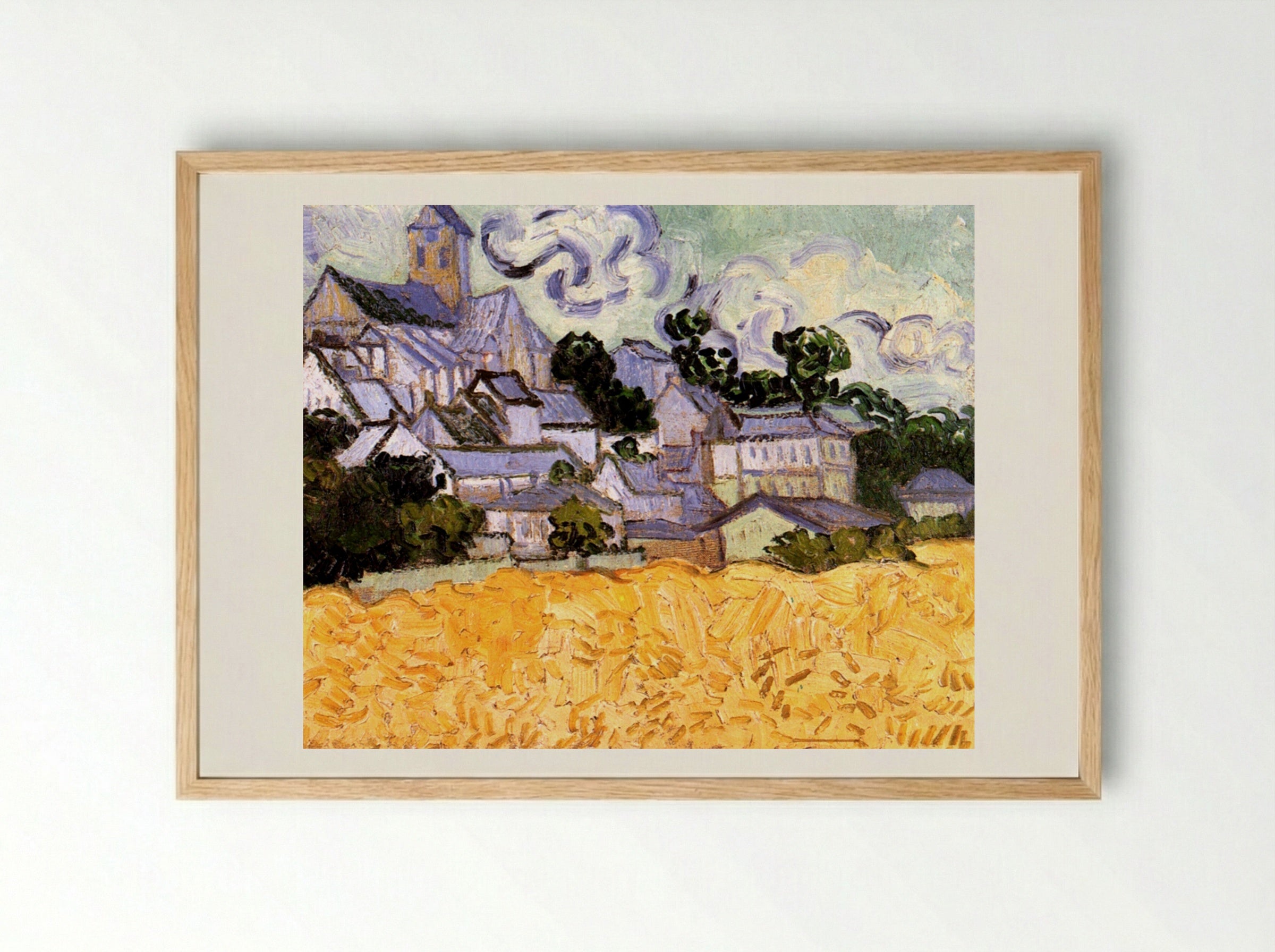 View of Auvers with Church - Vincent van Gogh - Framed Print Wood