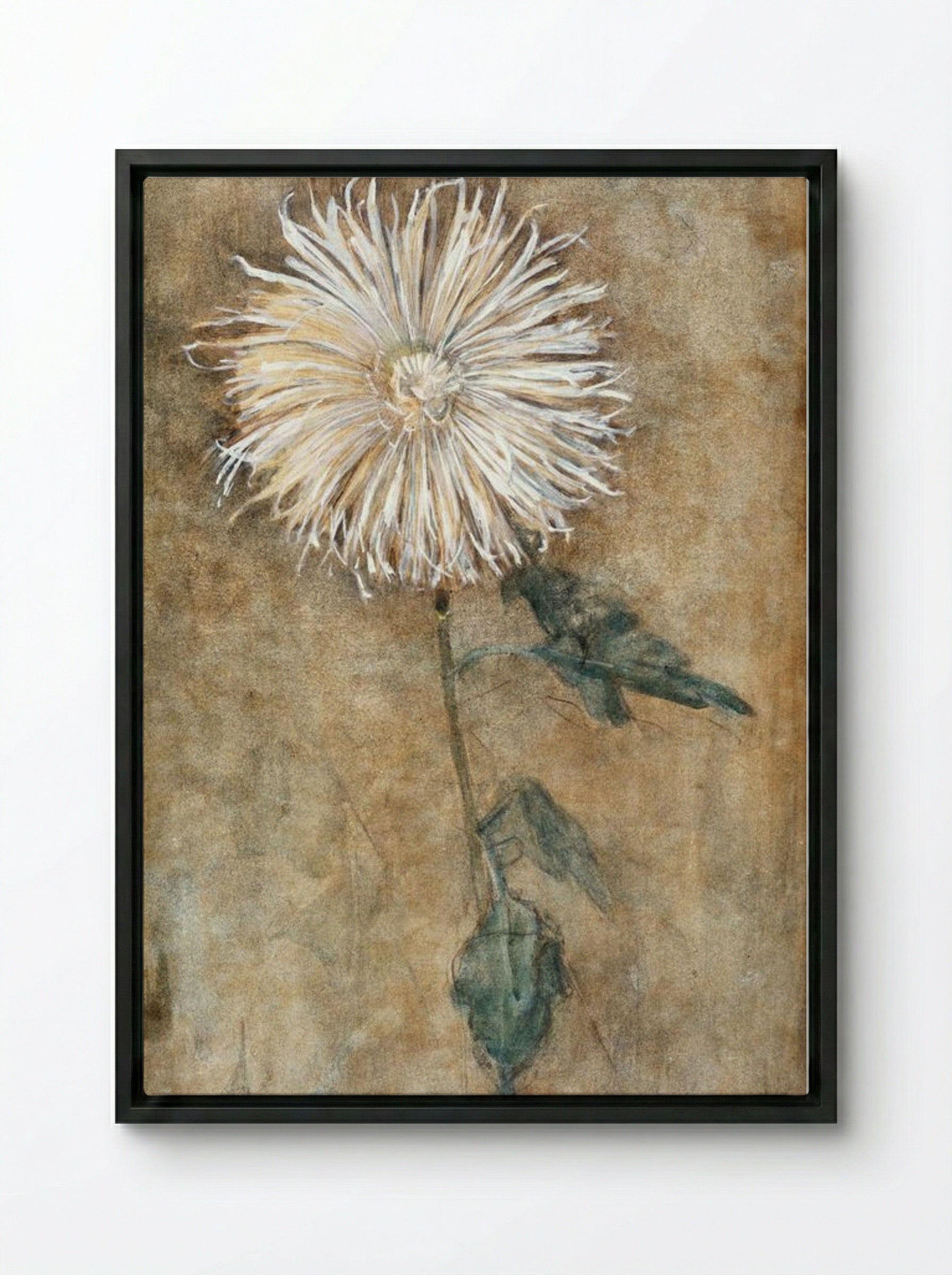 Chrysanthemum - Piet Mondrian - Framed Canvas Black