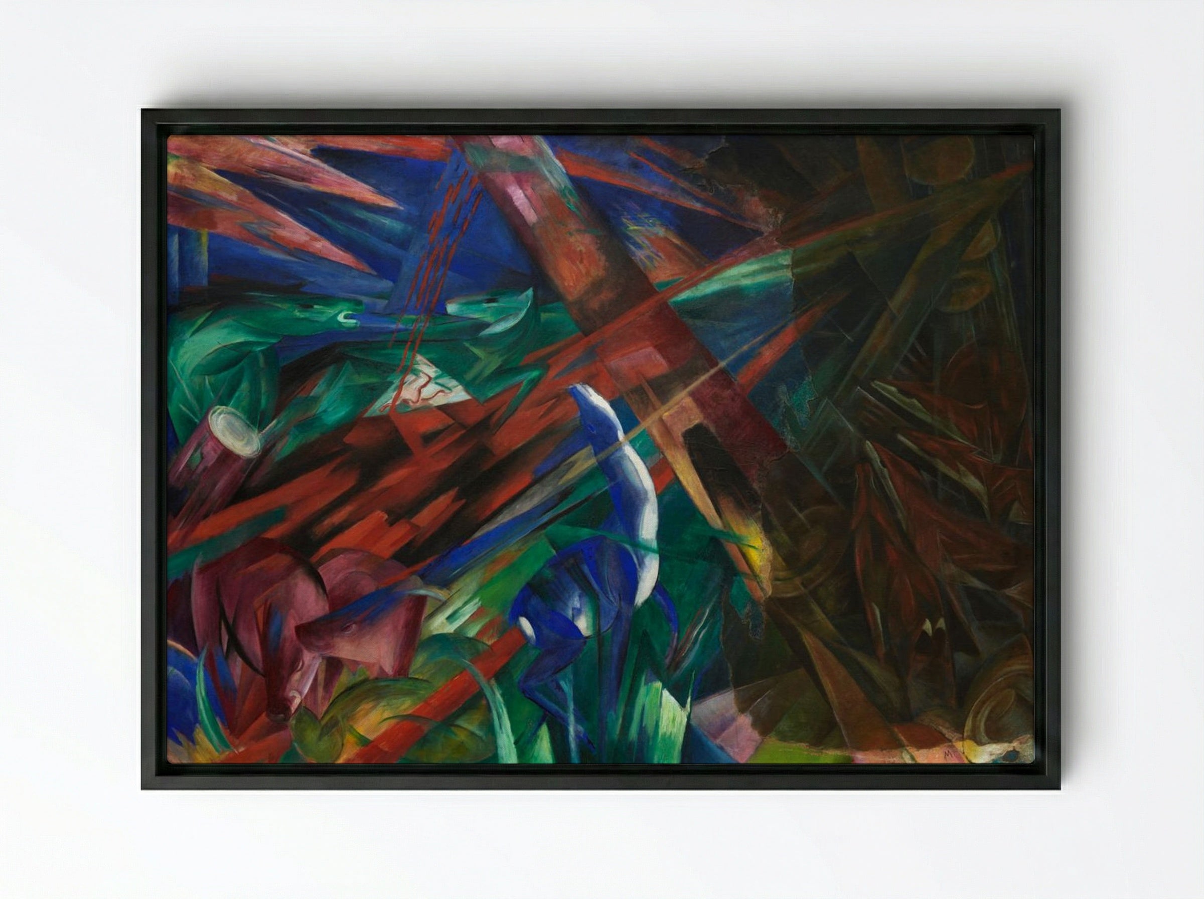 Animal Destinies - Franz Marc - Framed Canvas Black