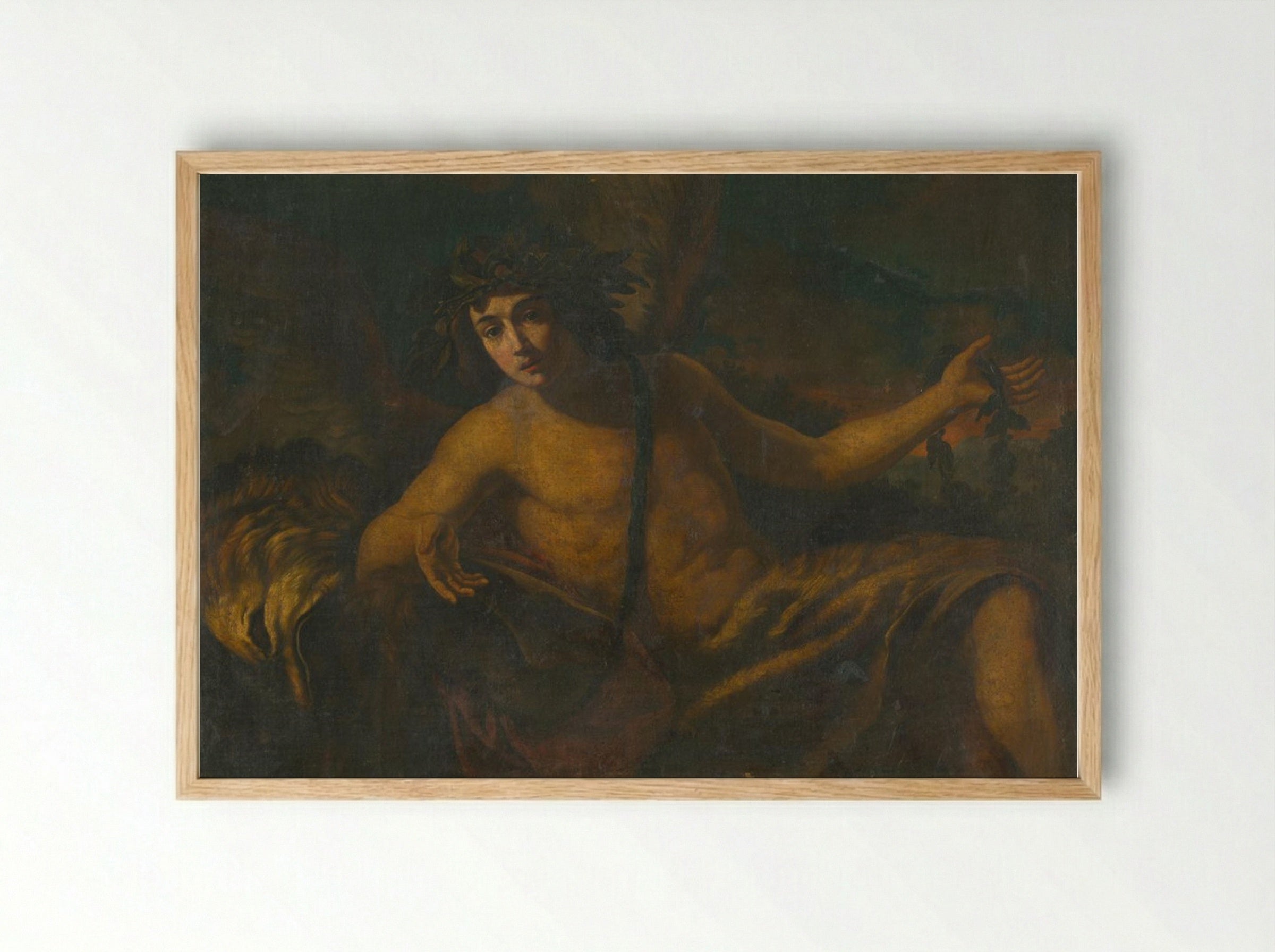 Reclining Bacchus - Fine Art Print - Framed Print Wood
