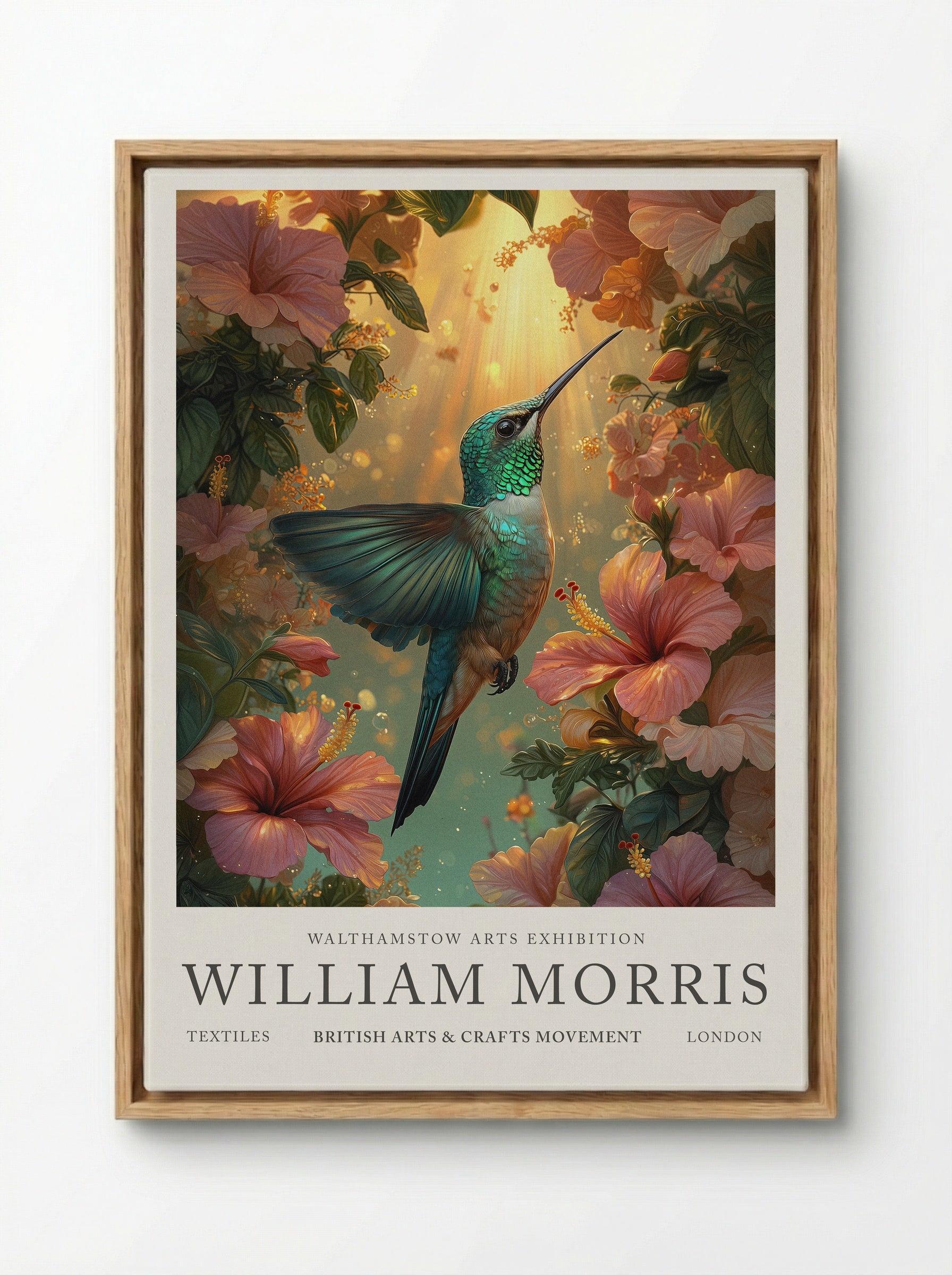 Hummingbird Halo - William Morris - Framed Canvas Wood