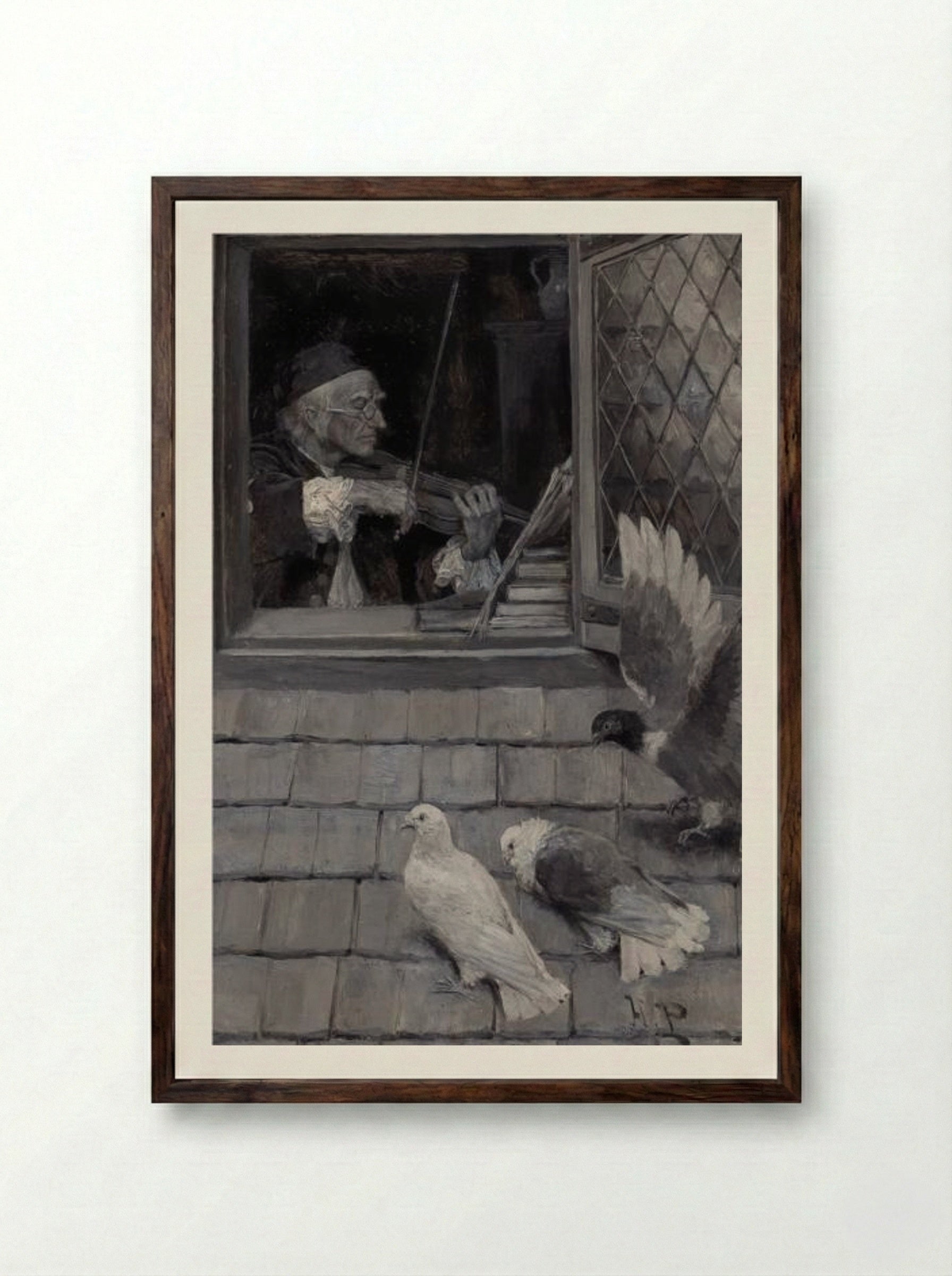 The Old Violin - Howard Pyle - Framed Print Dark Wood