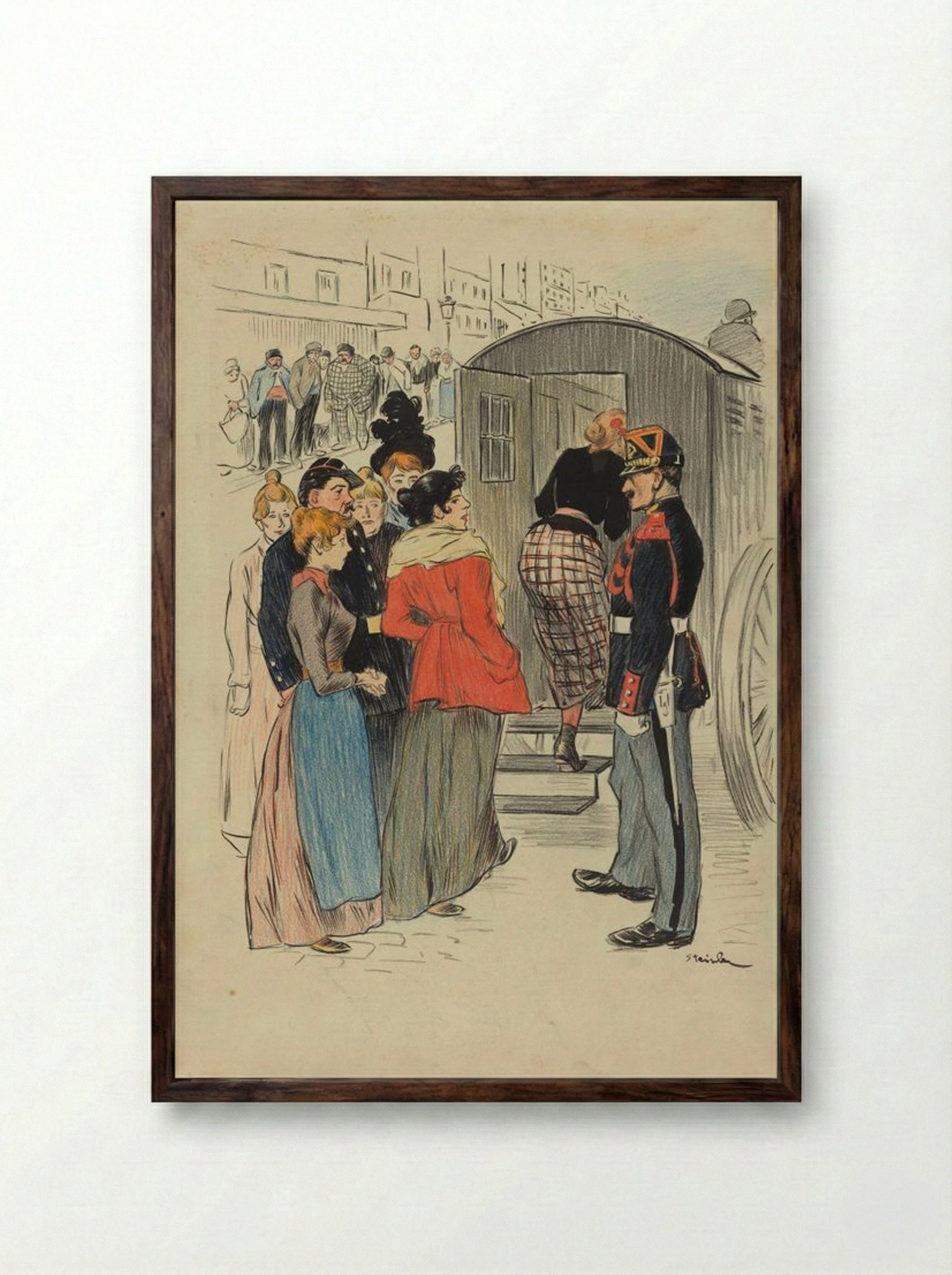 La Rafle - Théophile Alexandre Steinlen - Framed Print Dark Wood
