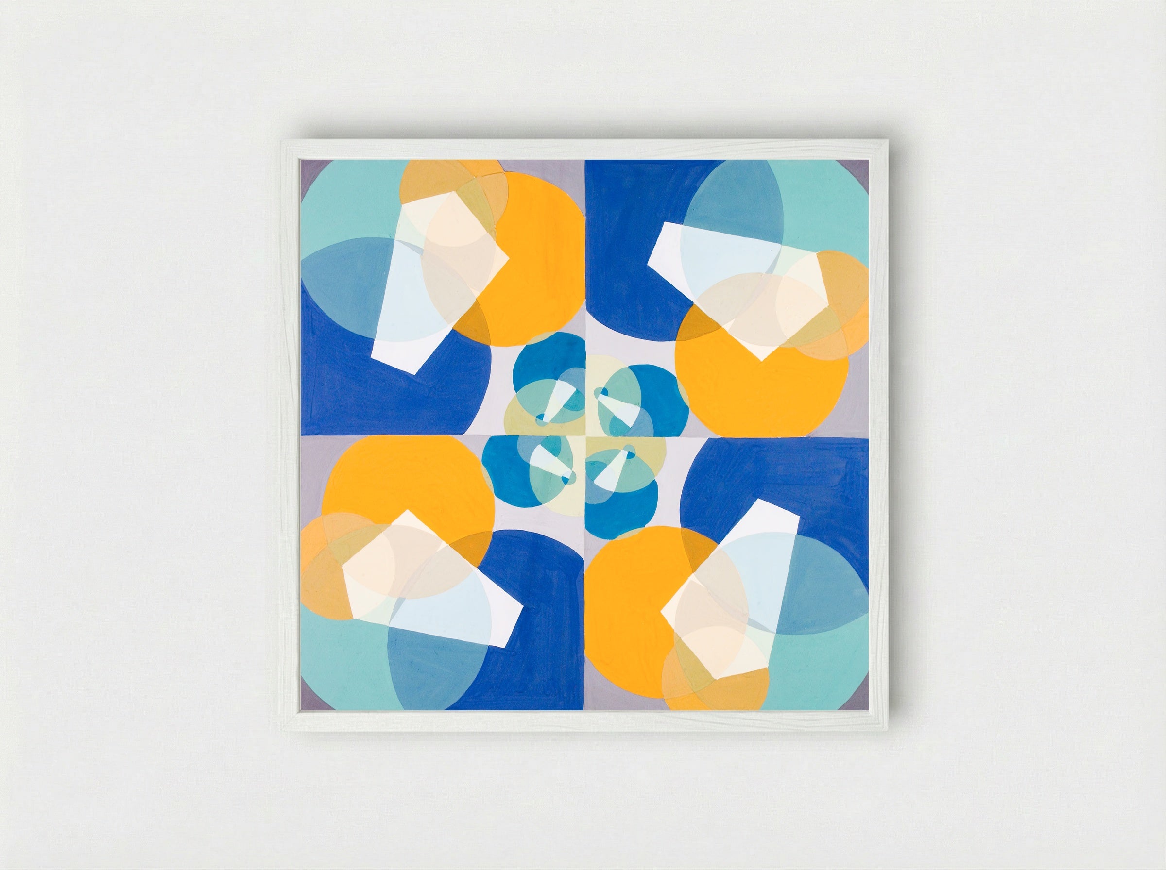 Green Squares - Joseph Schillinger - Framed Print White