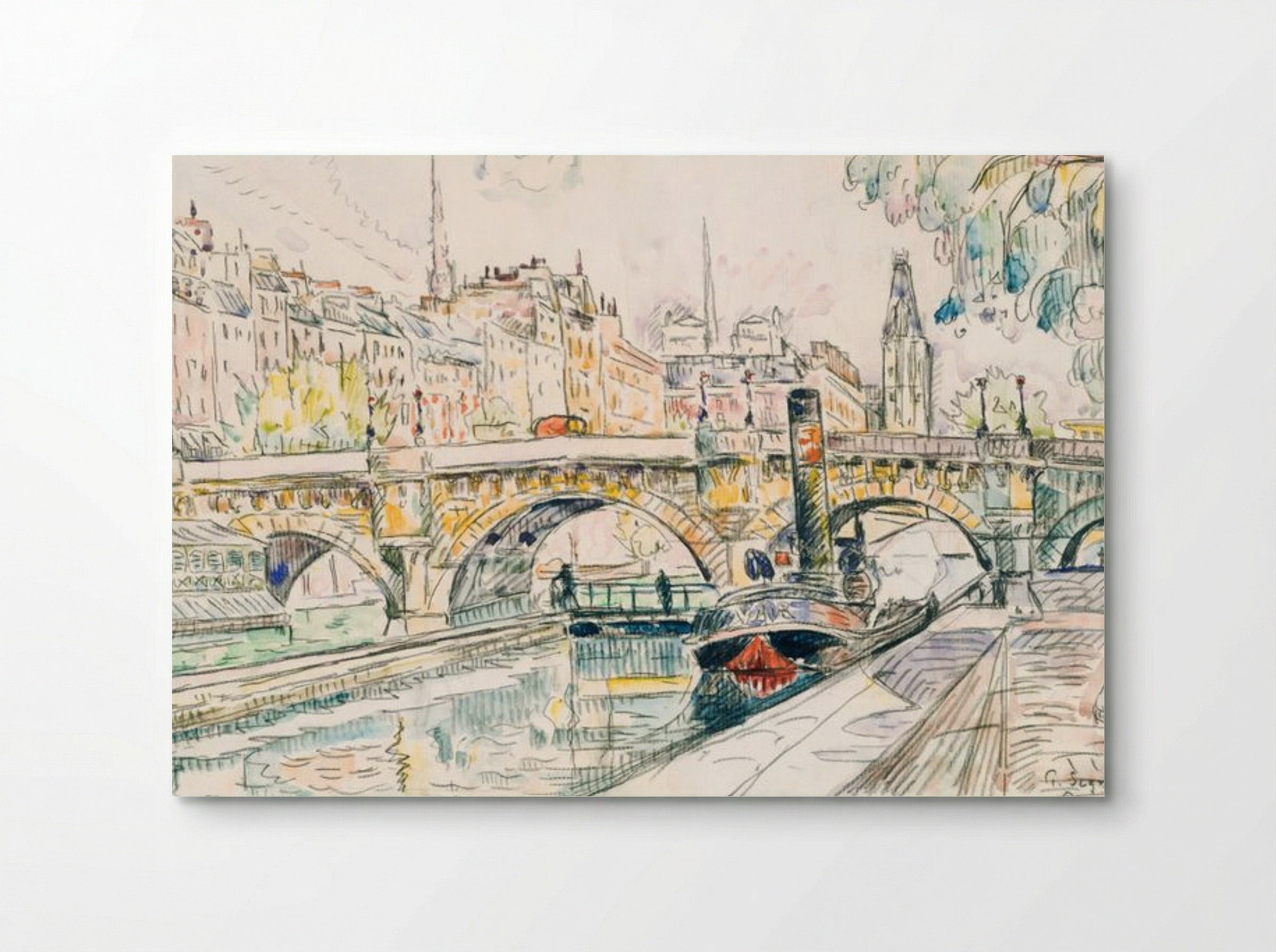 Tugboat at the Pont Neuf, Paris - Paul Signac - Poster