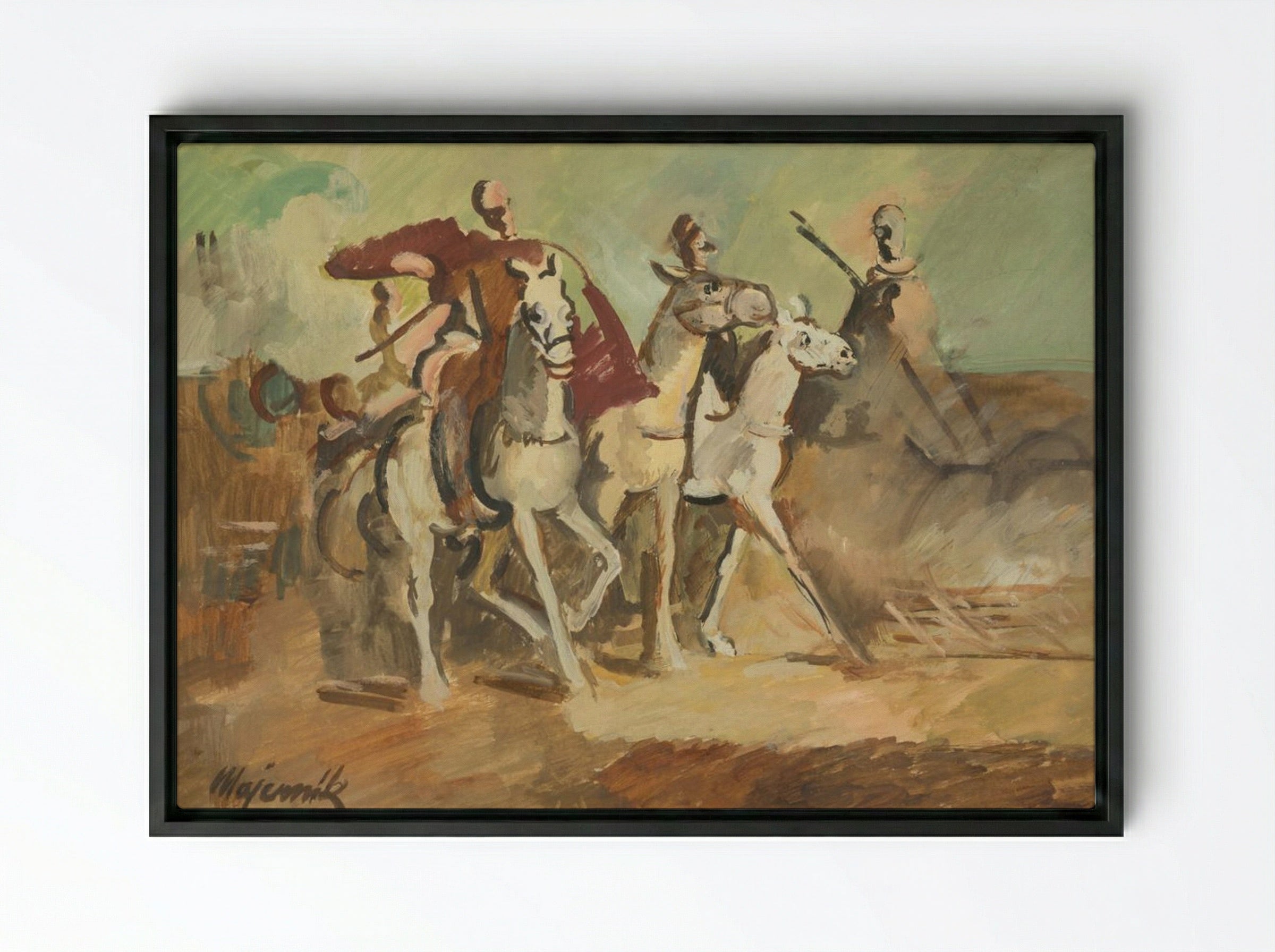Horse Riders - Cyprián Majerník - Framed Canvas Black