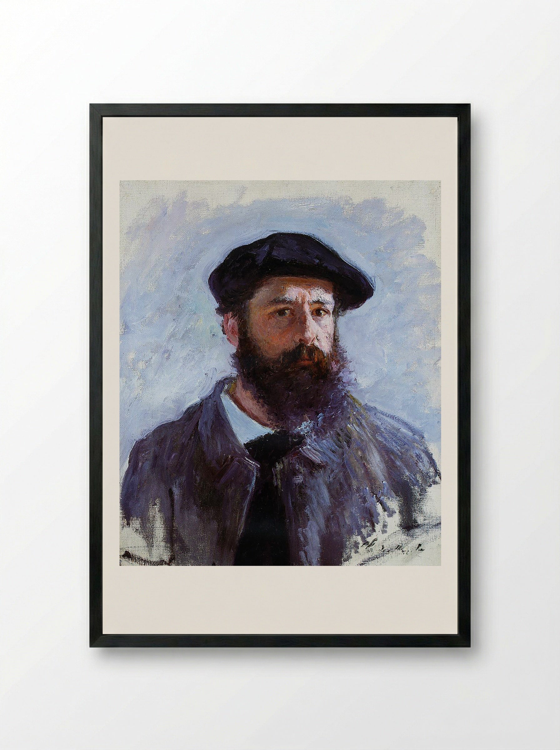 Self-Portrait with a Beret - Claude Monet - Framed Print Black