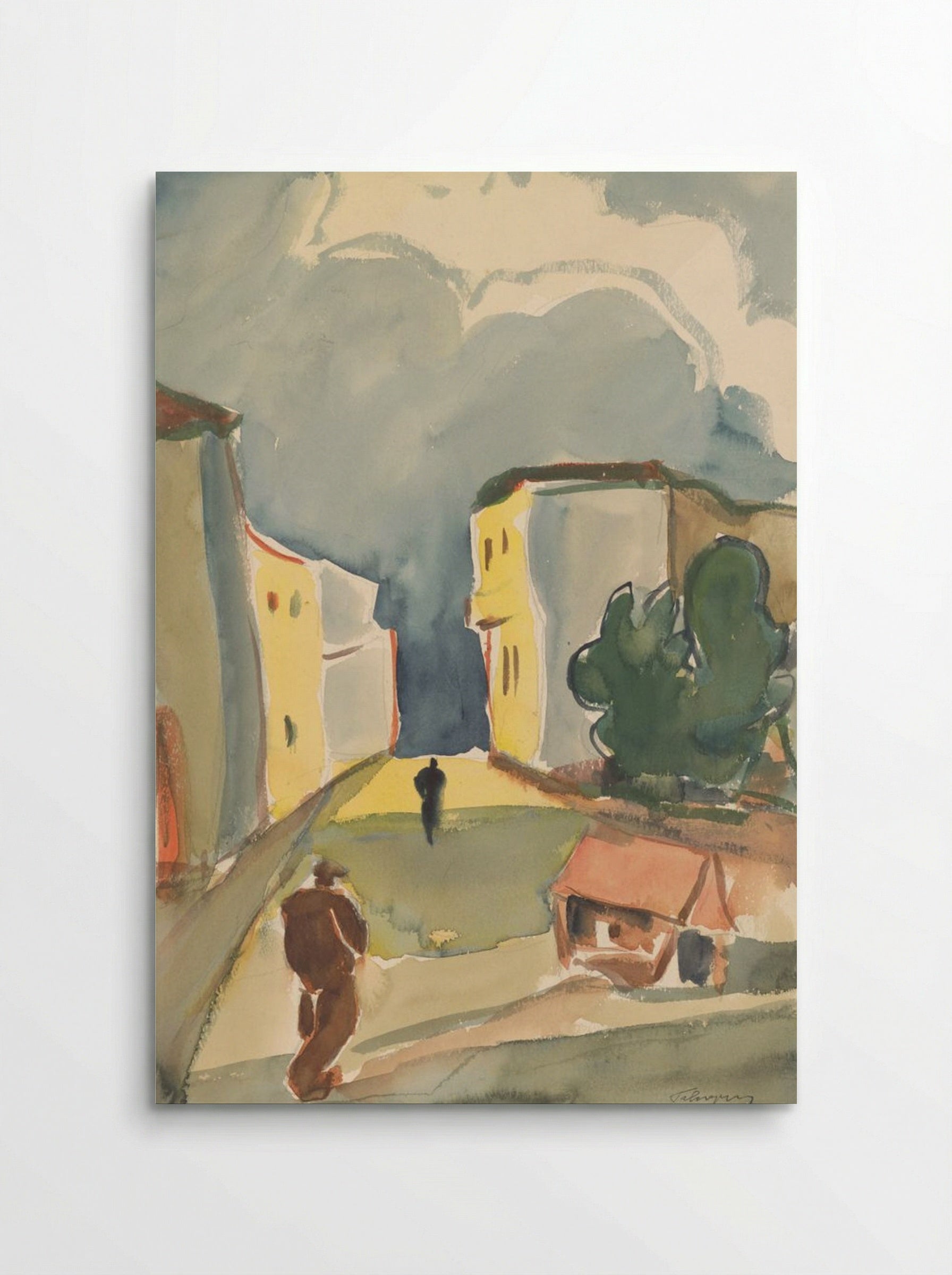 Two Pedestrians in a Townscape - Zolo Palugyay - Poster