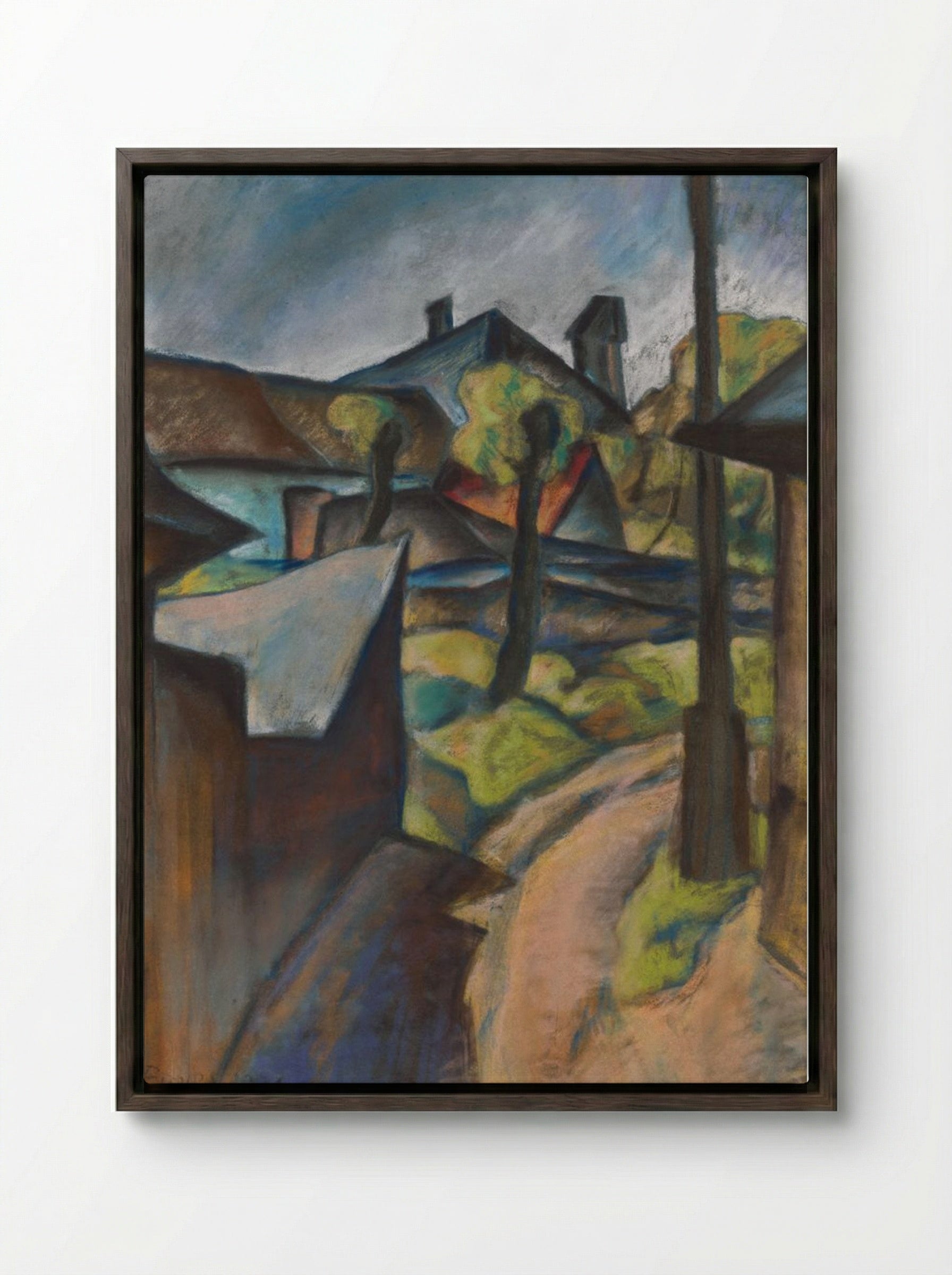 On the Outskirts of Kosice - Konstantin Bauer - Framed Canvas Dark Wood