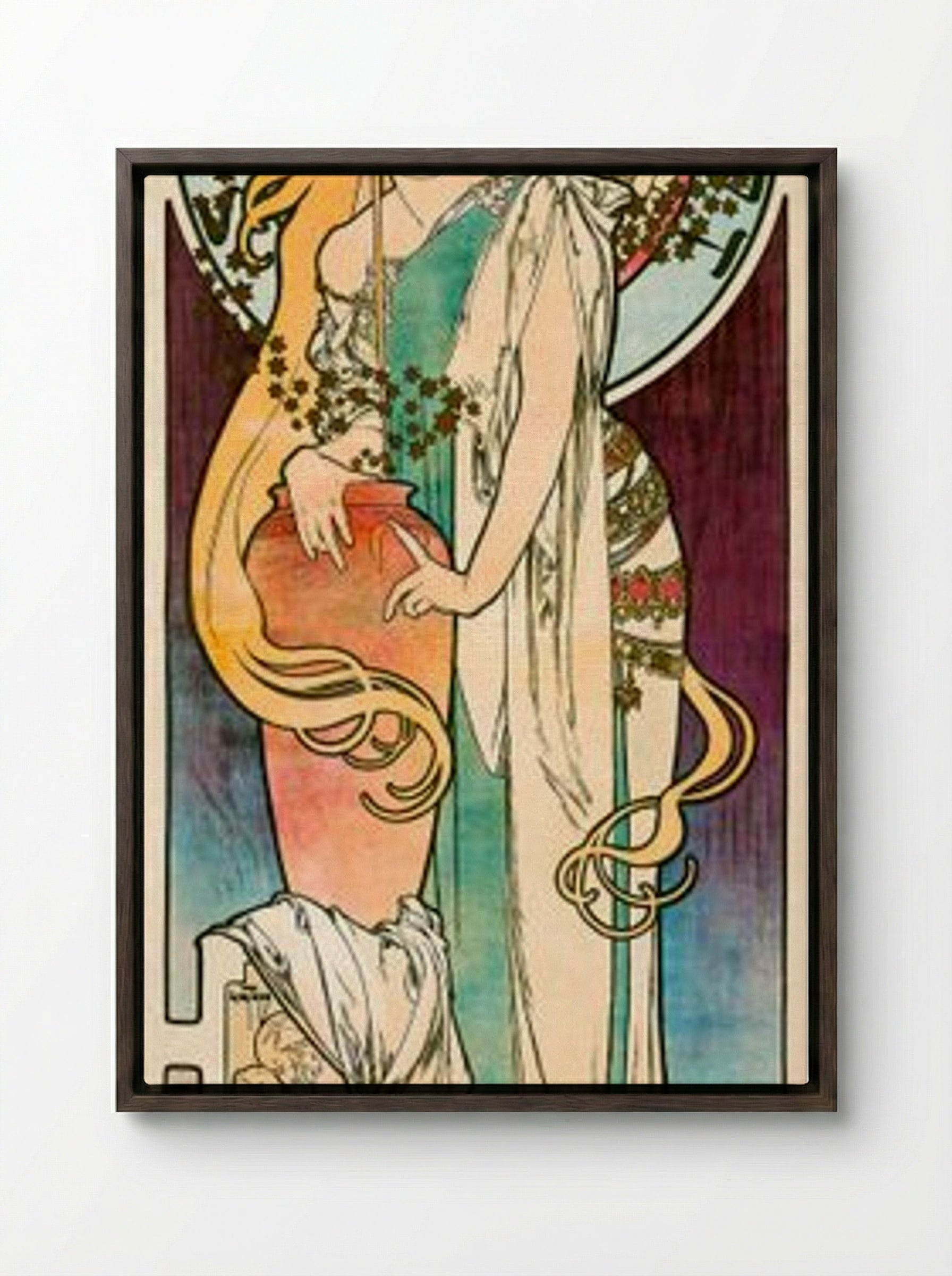 La Samaritaine - Alphonse Mucha - Framed Canvas Dark Wood